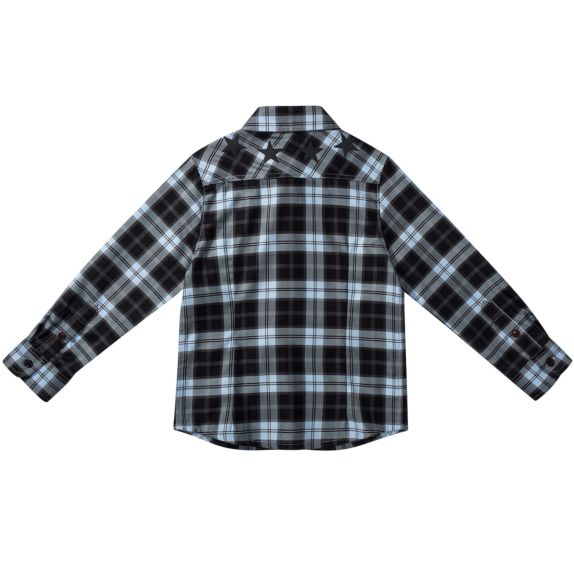 Boys Dark Blue Check Cotton Shirt
