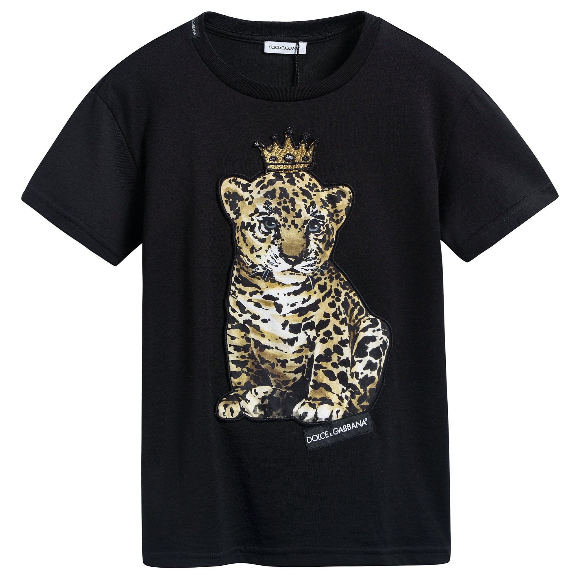 Boys Black Tiger Cotton T-shirt