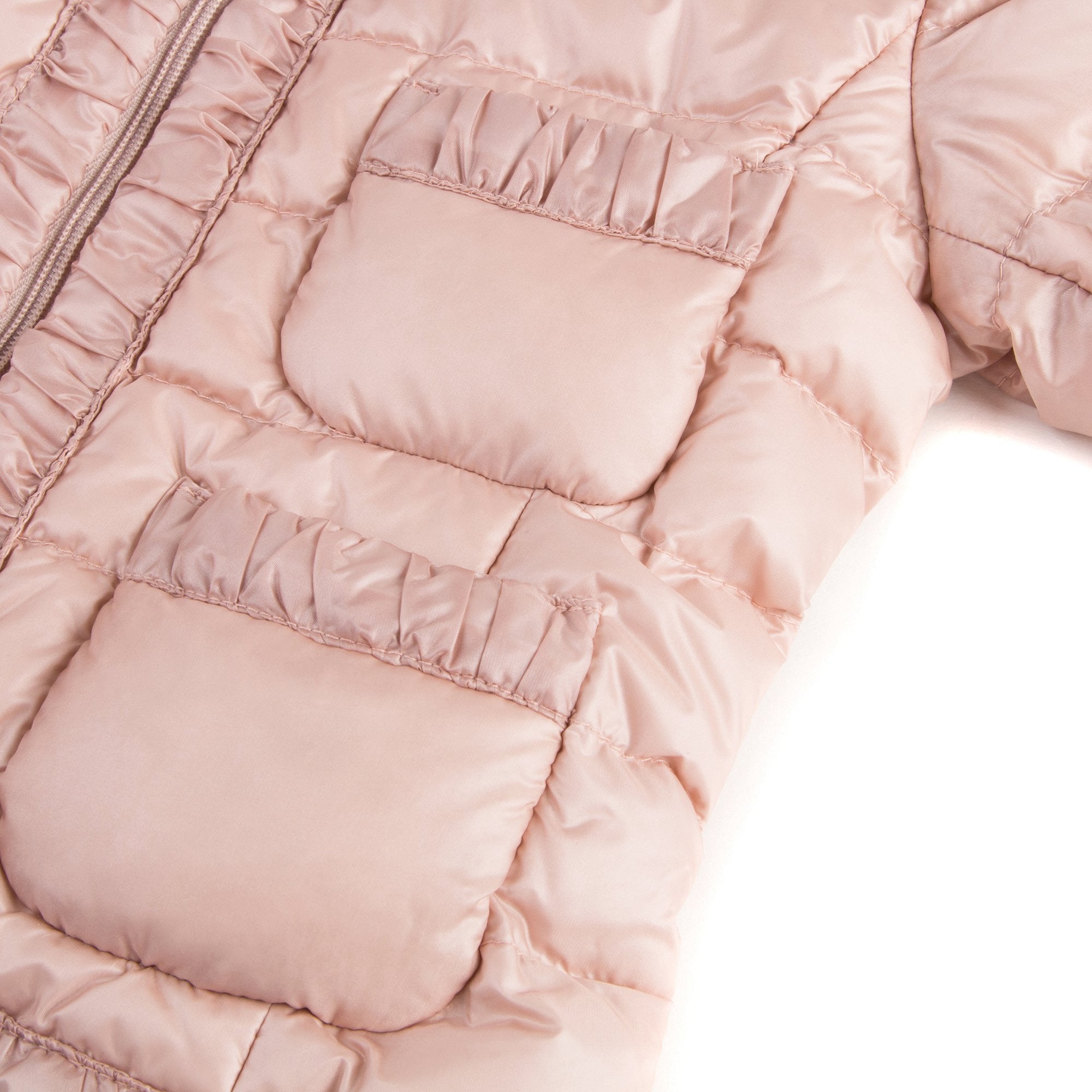 Doudoune à capuche rose vif « Flavienne » pour fille avec poignets à volants