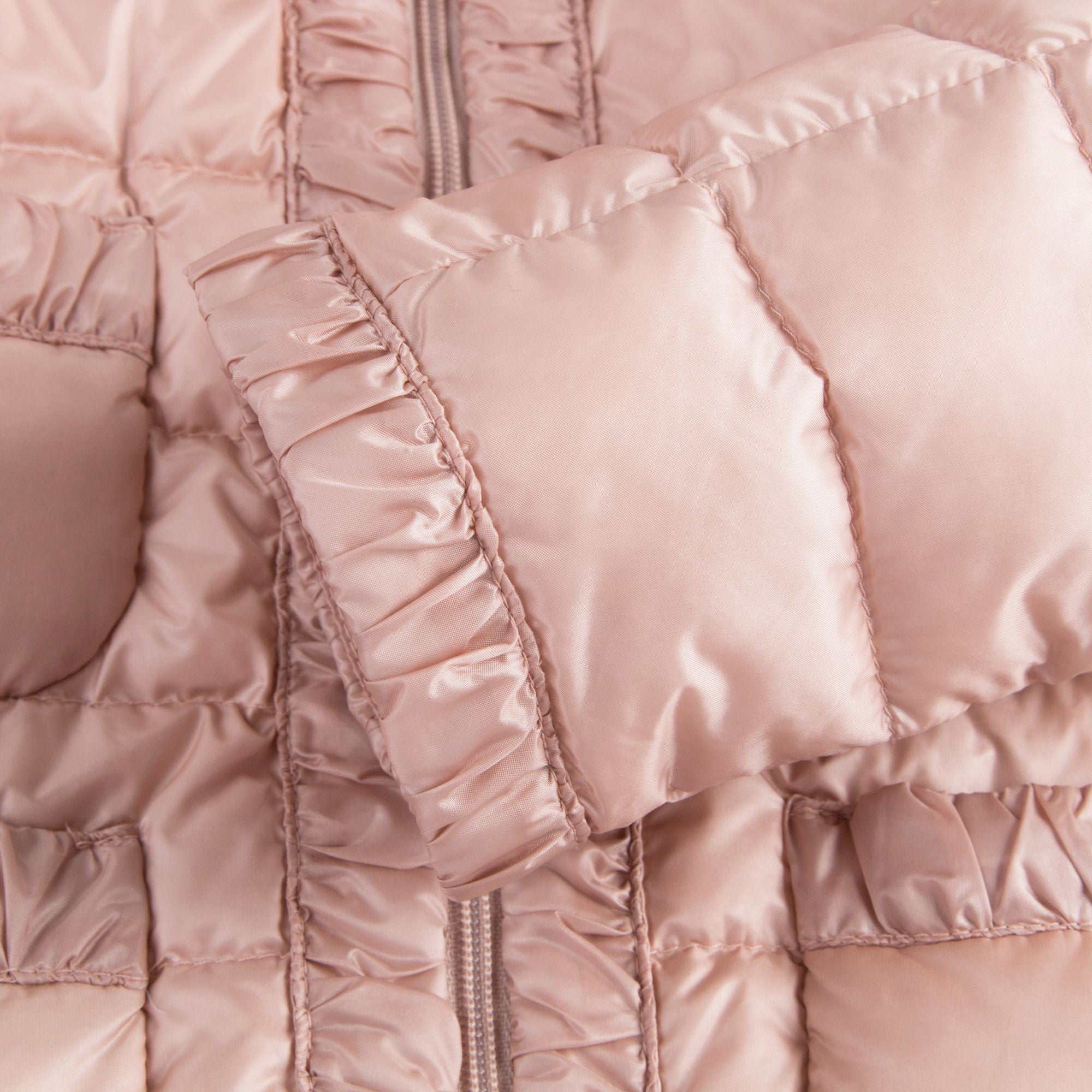 Doudoune à capuche rose vif « Flavienne » pour fille avec poignets à volants