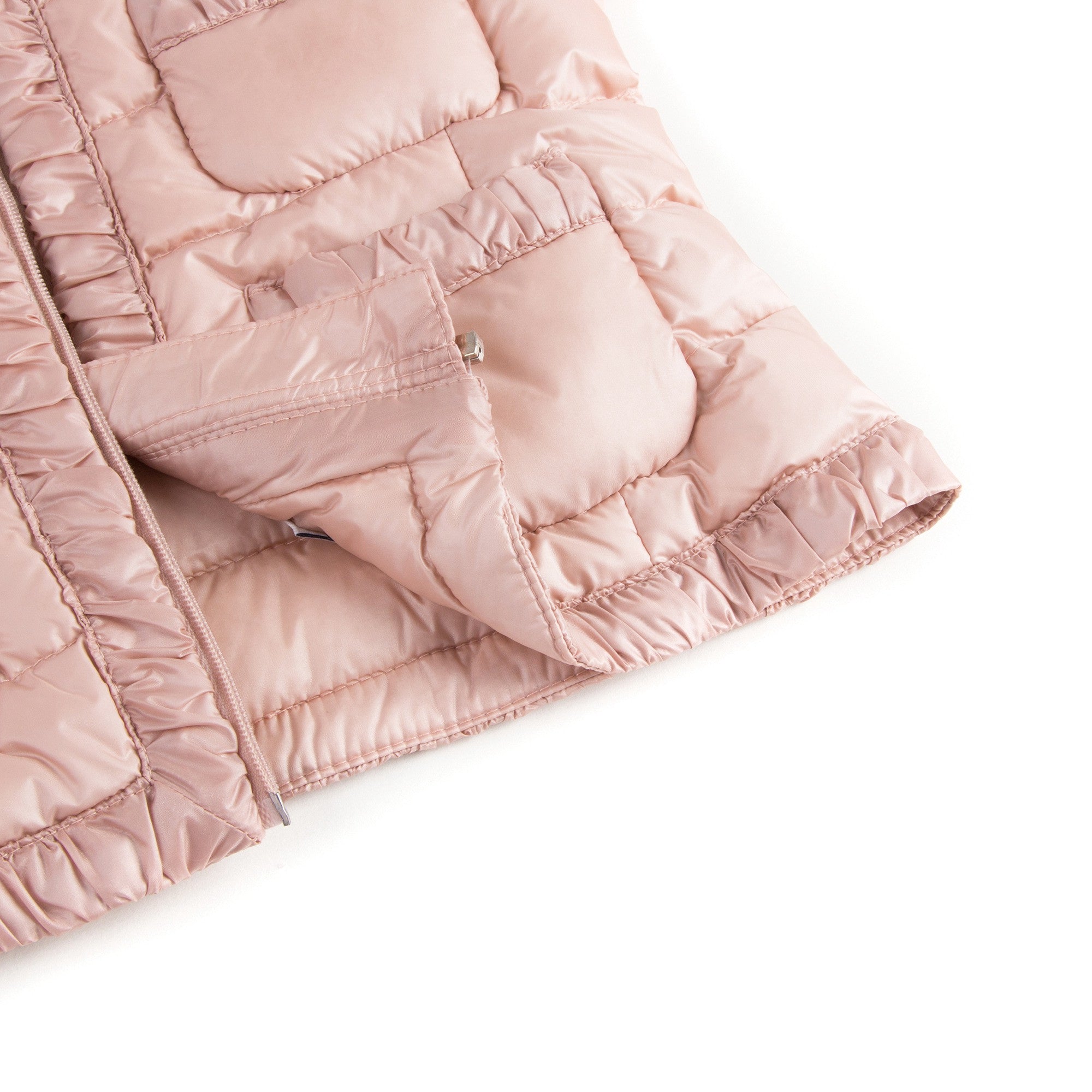 Doudoune à capuche rose vif « Flavienne » pour fille avec poignets à volants