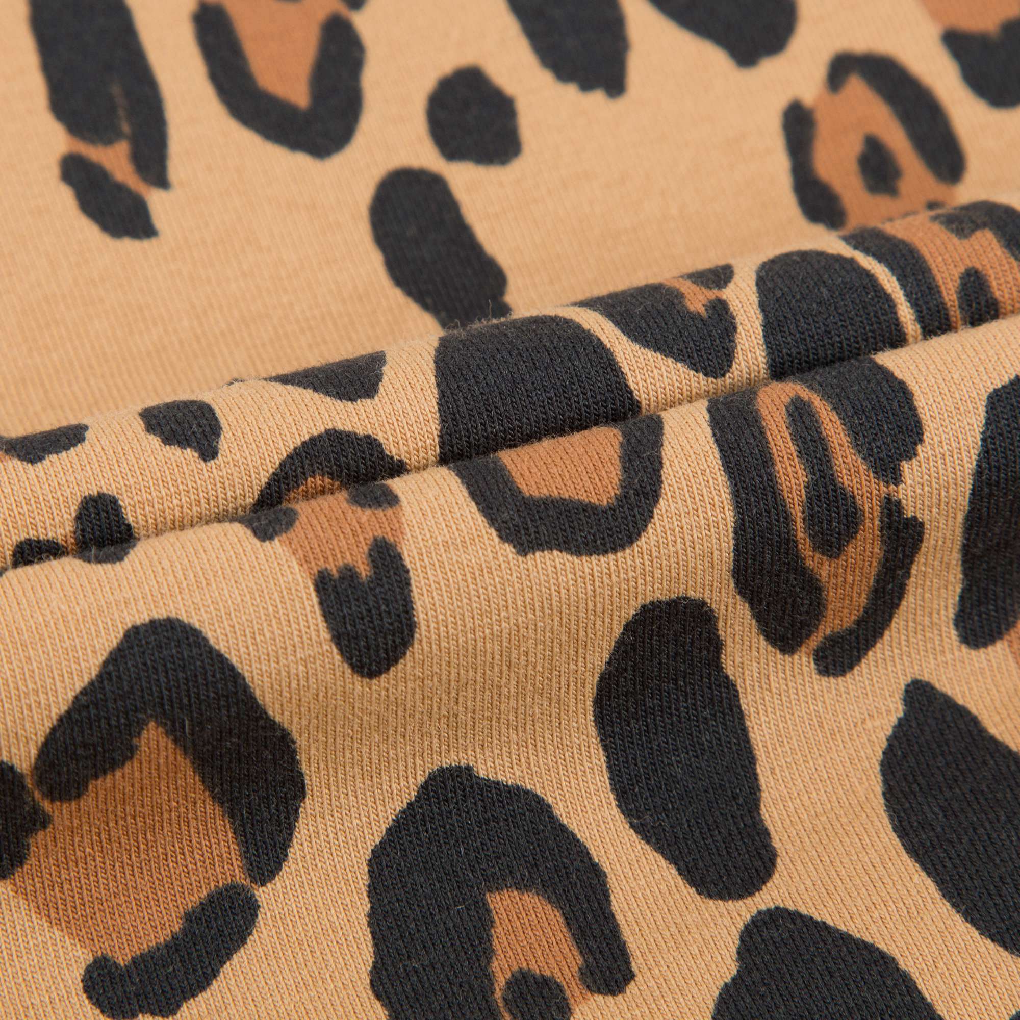 Boys & Girls Beige Basic Leopard T-shirt With Long Sleeves