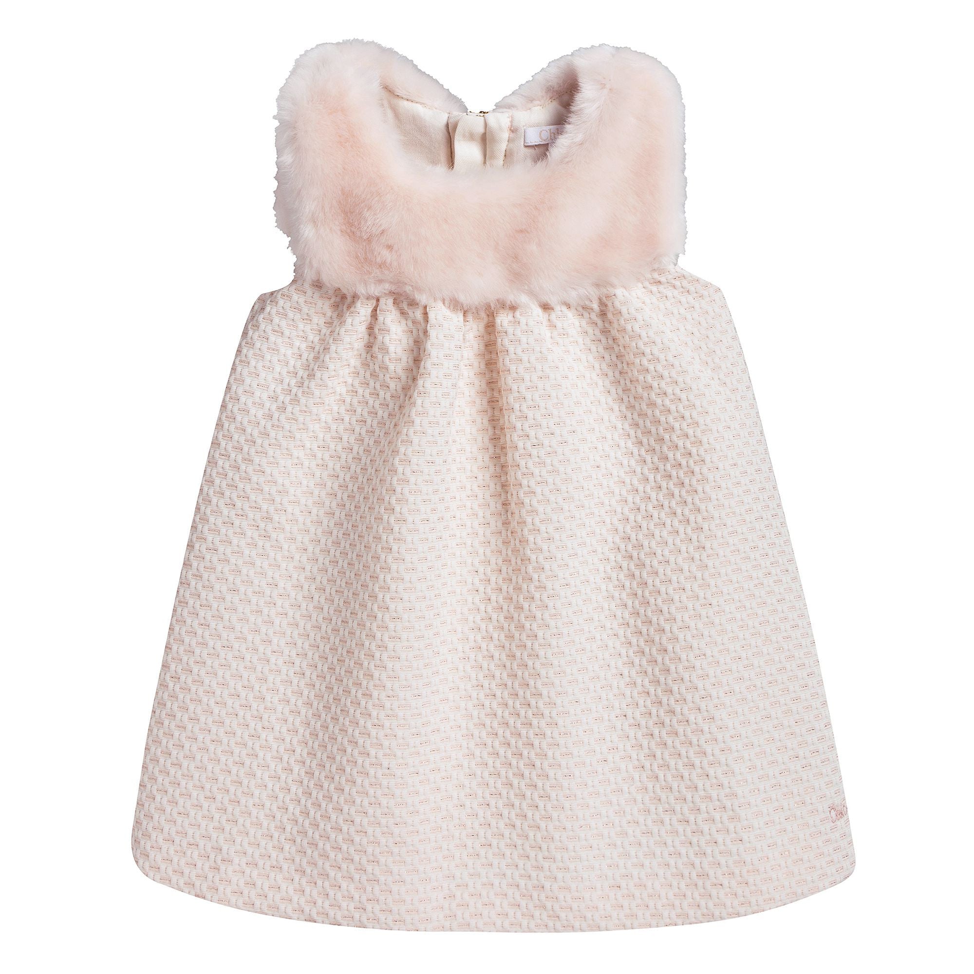 Baby Girls Pink Dress with Fur