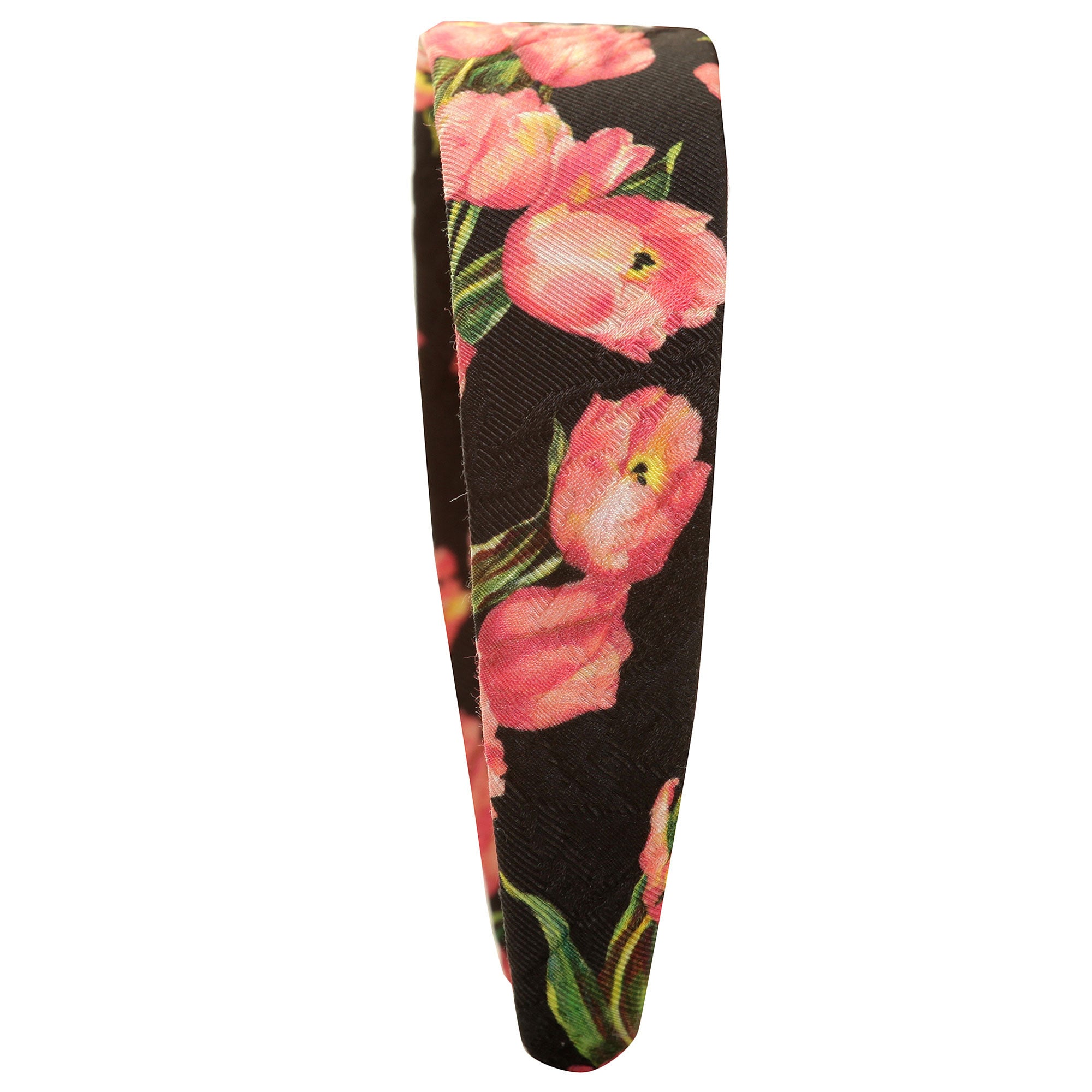 Girls Black Hairband With Pink Tulips Print Trims - CÉMAROSE | Children's Fashion Store - 3
