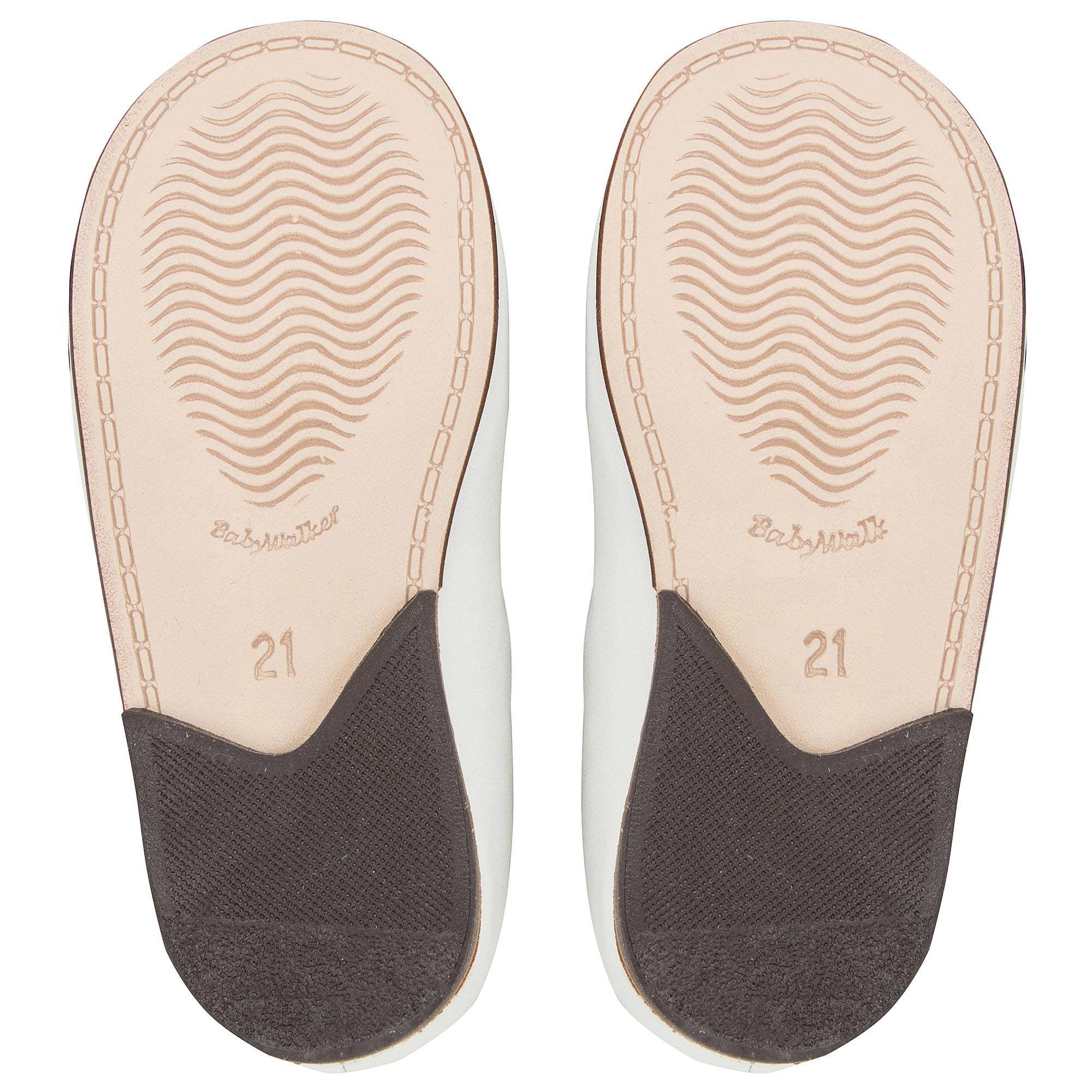 Chaussures en cuir ivoire pour bébés filles avec ornements en diamants blancs