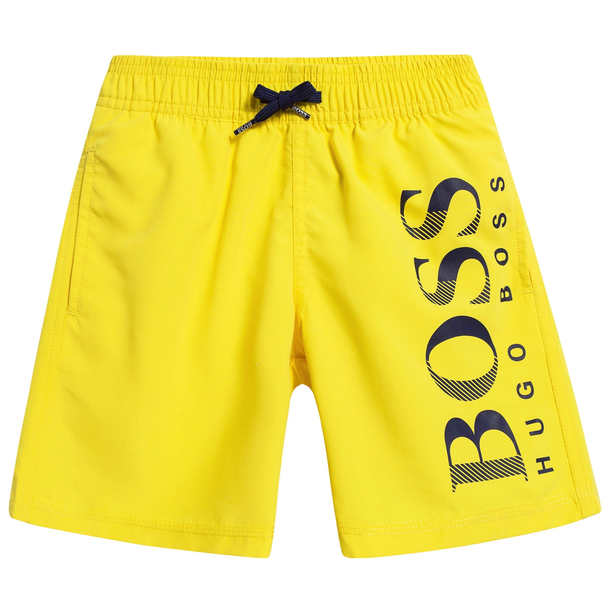 Boys Yellow Polyester Logo Short
