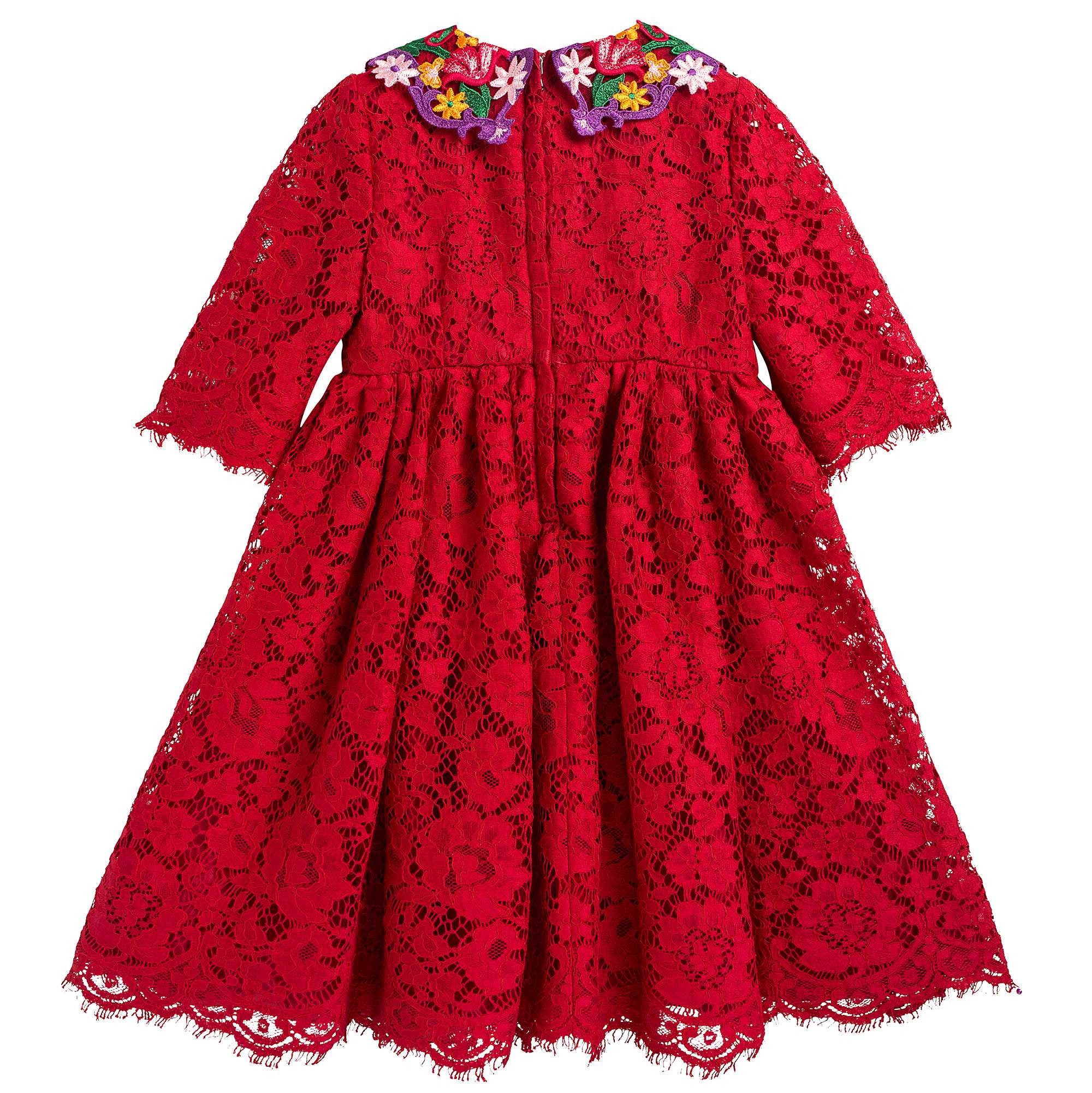 Girls Red Lace Dress