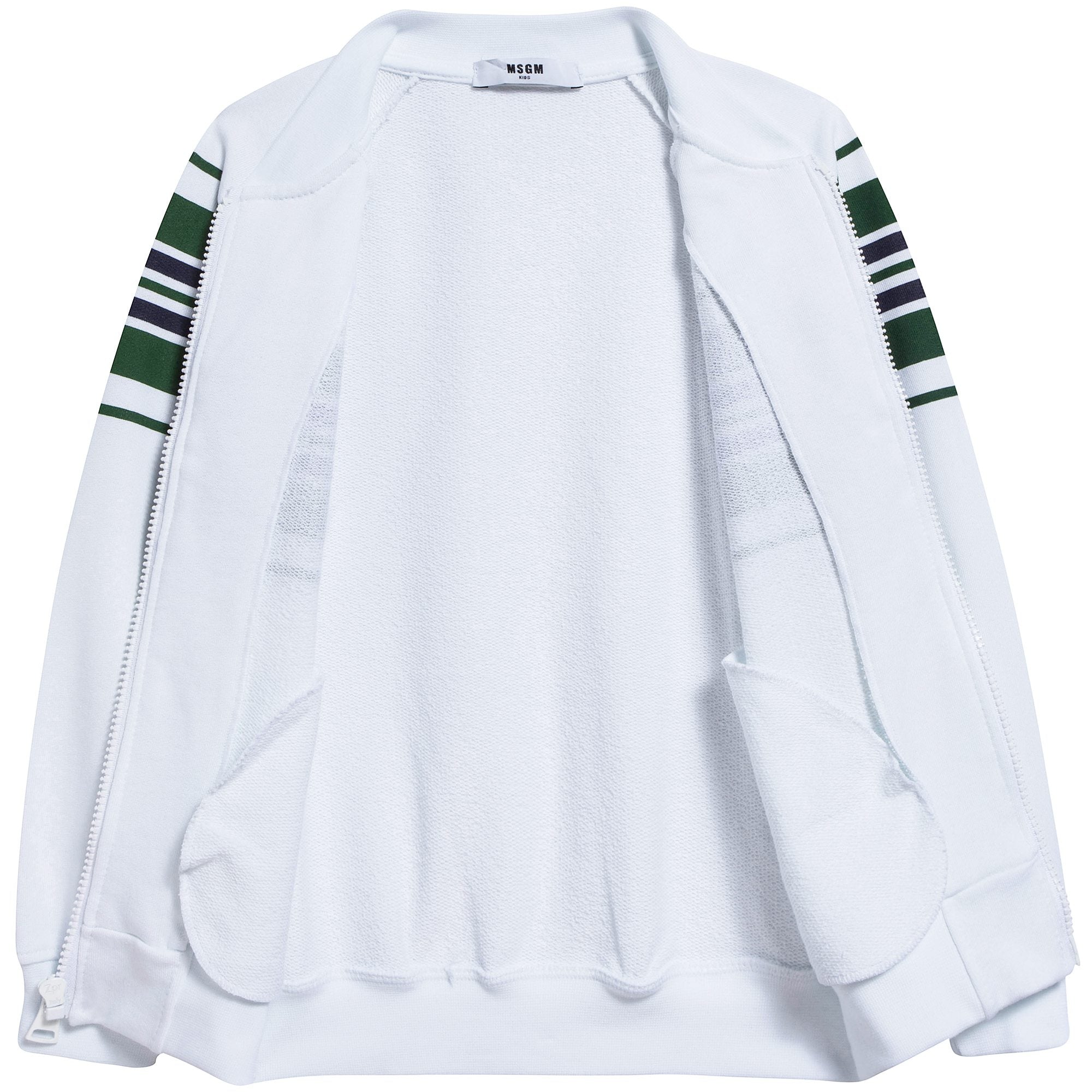 Boys White Cotton Flceece Bomber