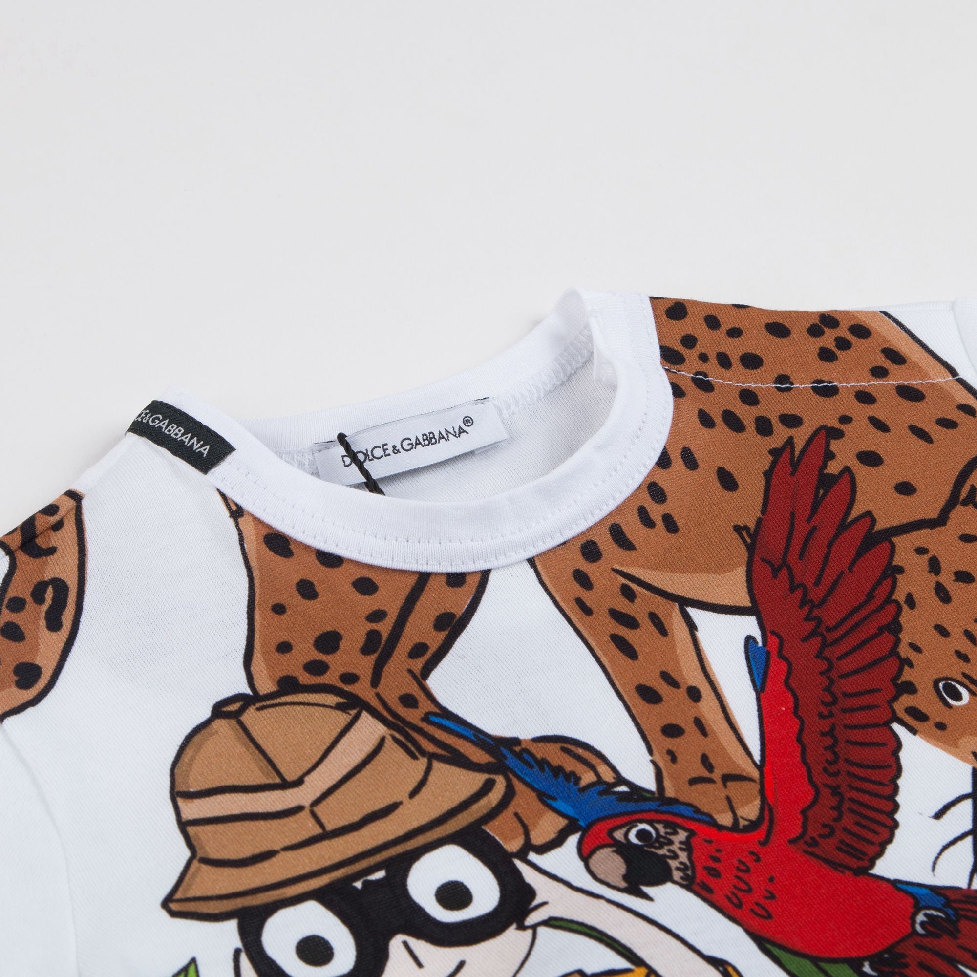 Boys White Forest Printed Cotton T-shirt
