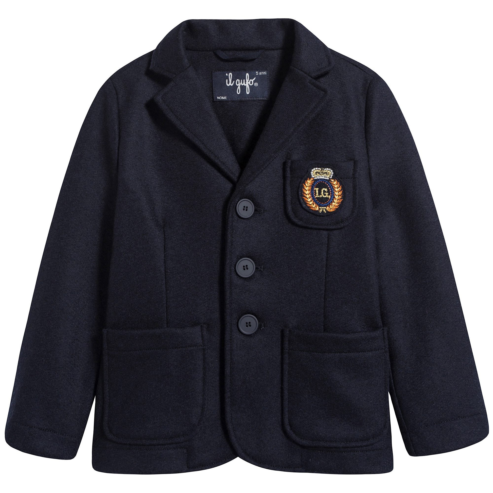 Boys Dark Blue Blazer Wool Coat
