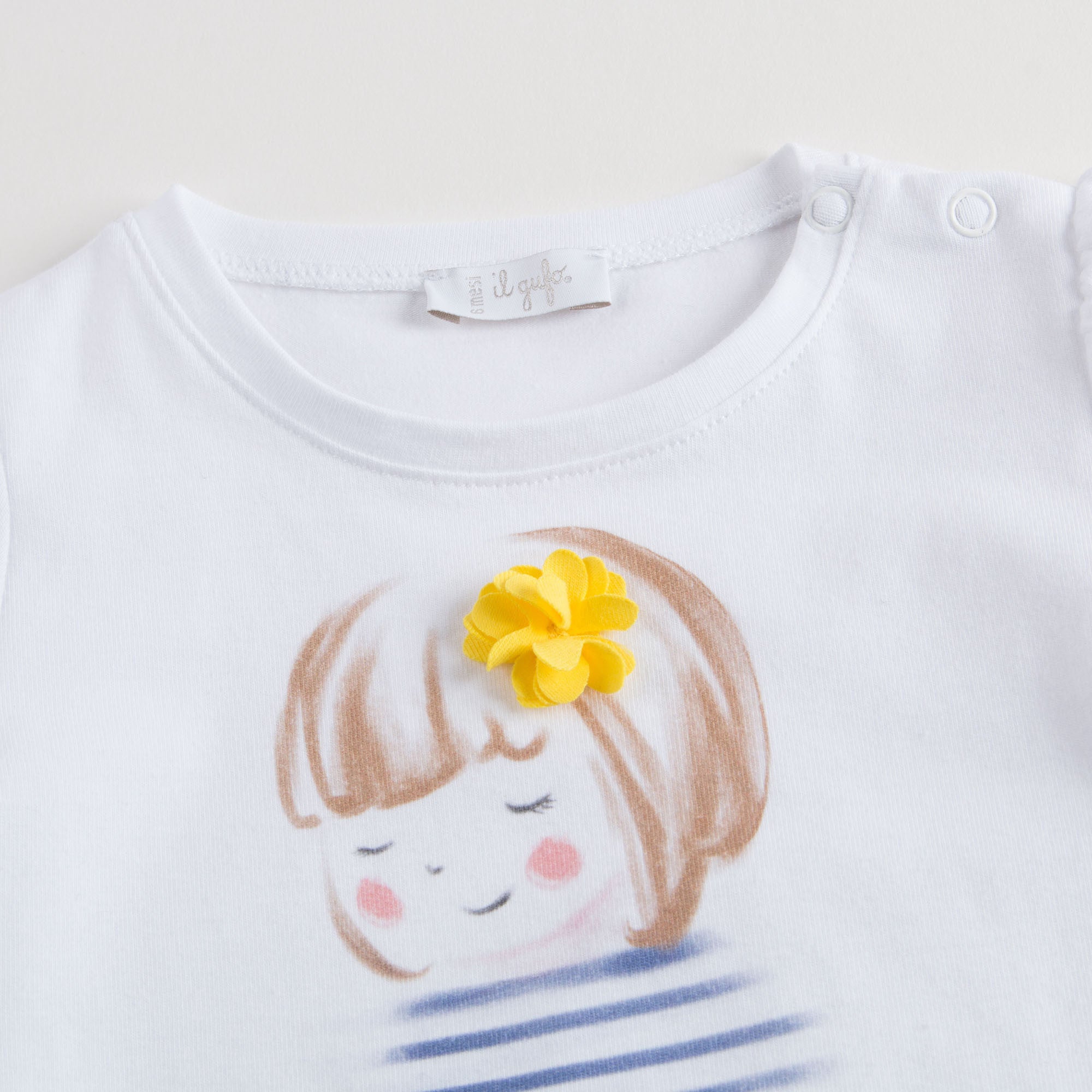 T-shirt en coton blanc pour bébés filles avec application fillette