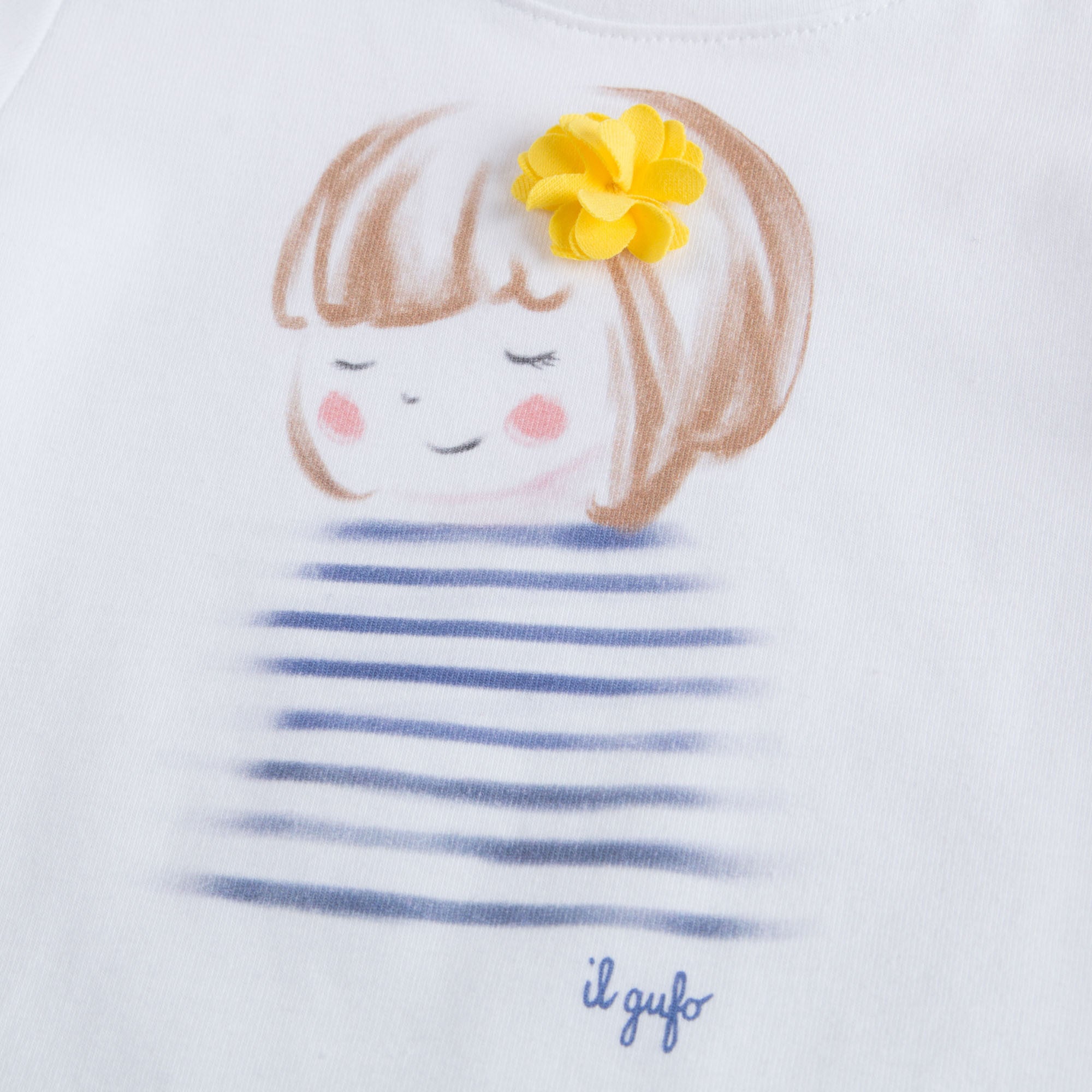 T-shirt en coton blanc pour bébés filles avec application fillette