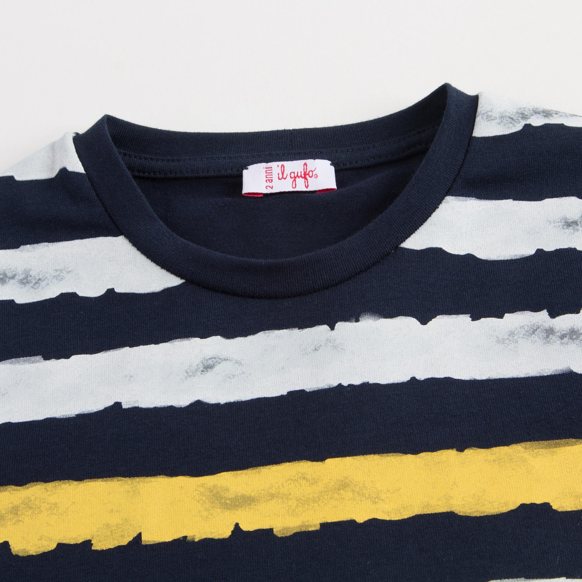 T-shirt à rayures bleu foncé et blanc pour garçons