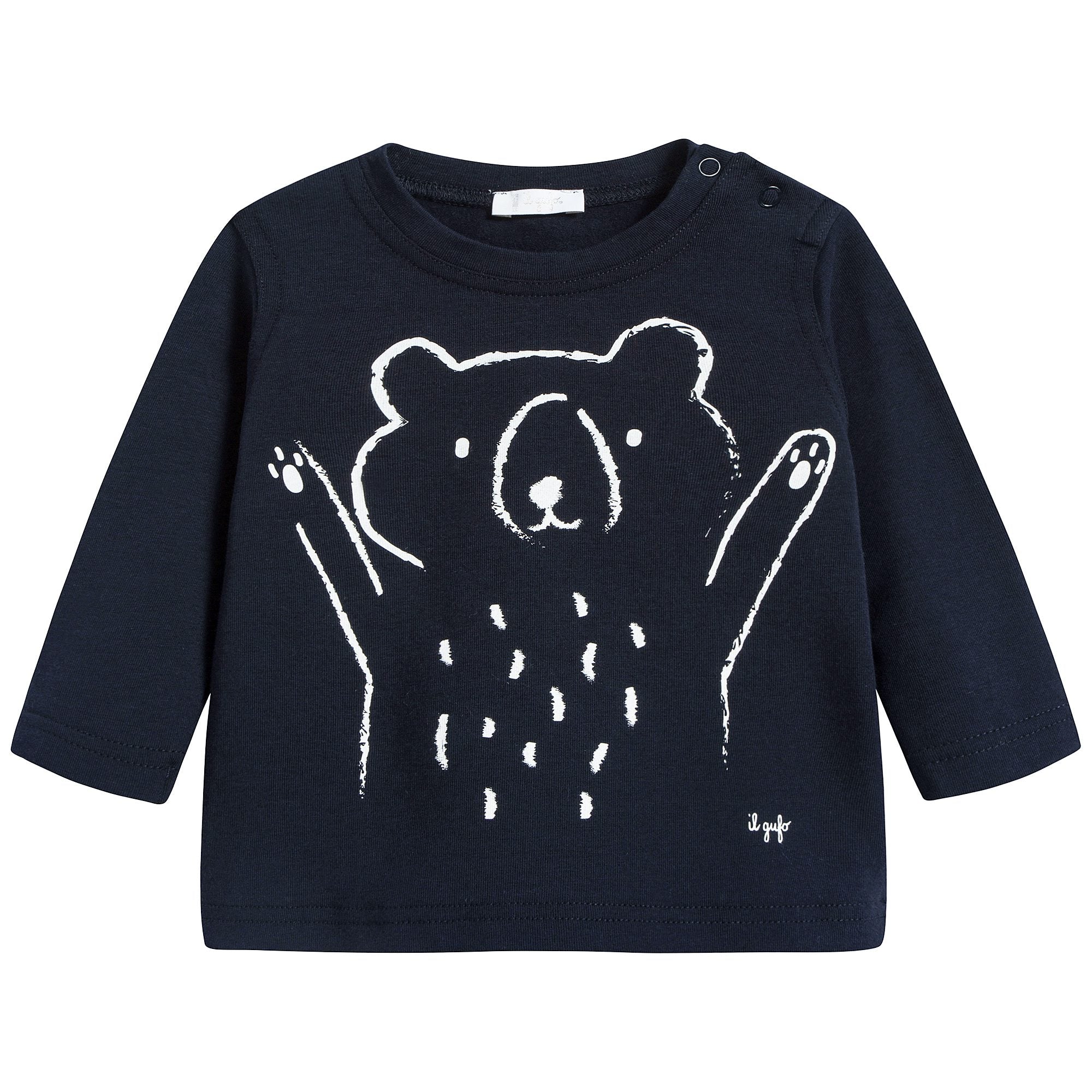 Baby Boys Navy Blue & White Cotton T-shirt