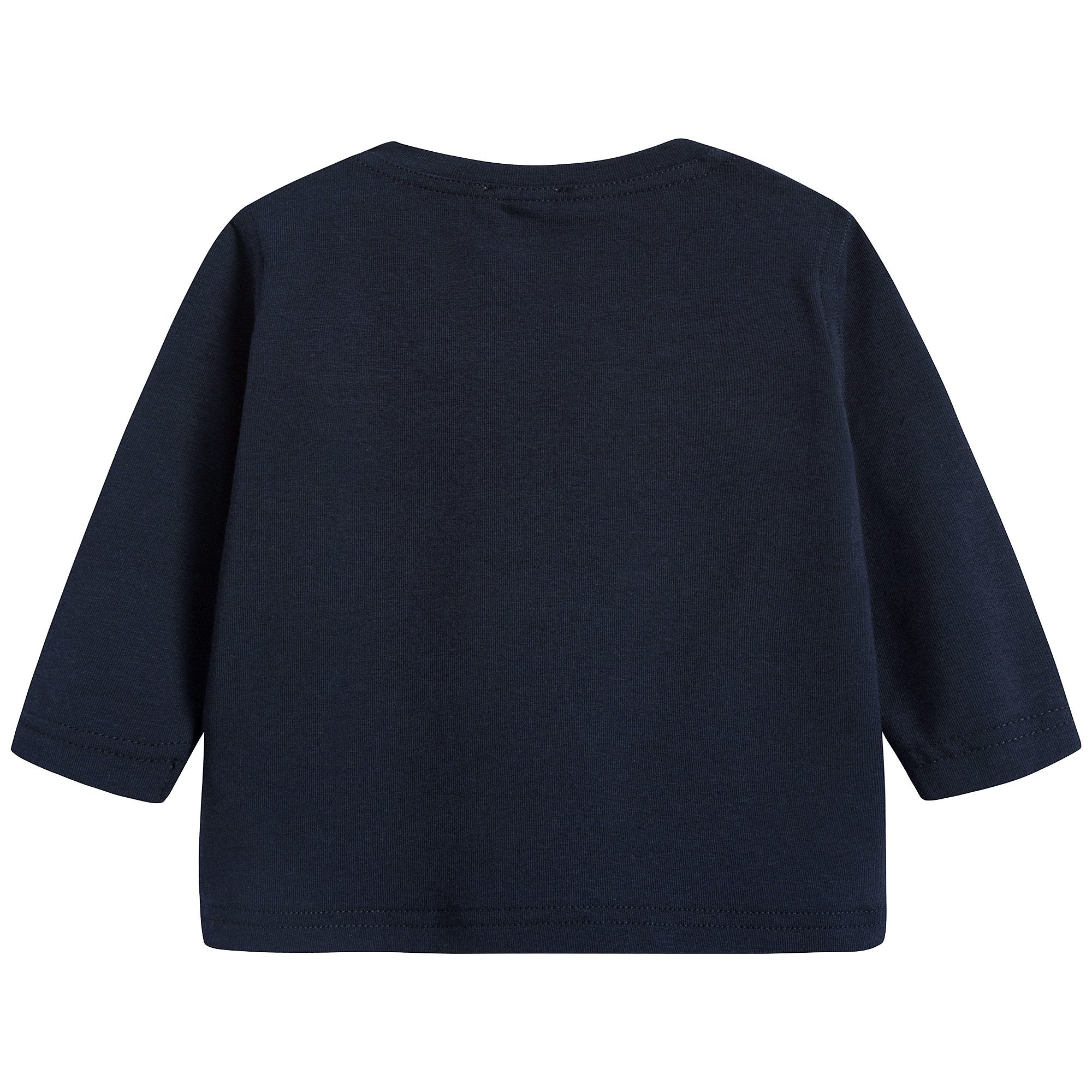 Baby Boys Navy Blue & White Cotton T-shirt