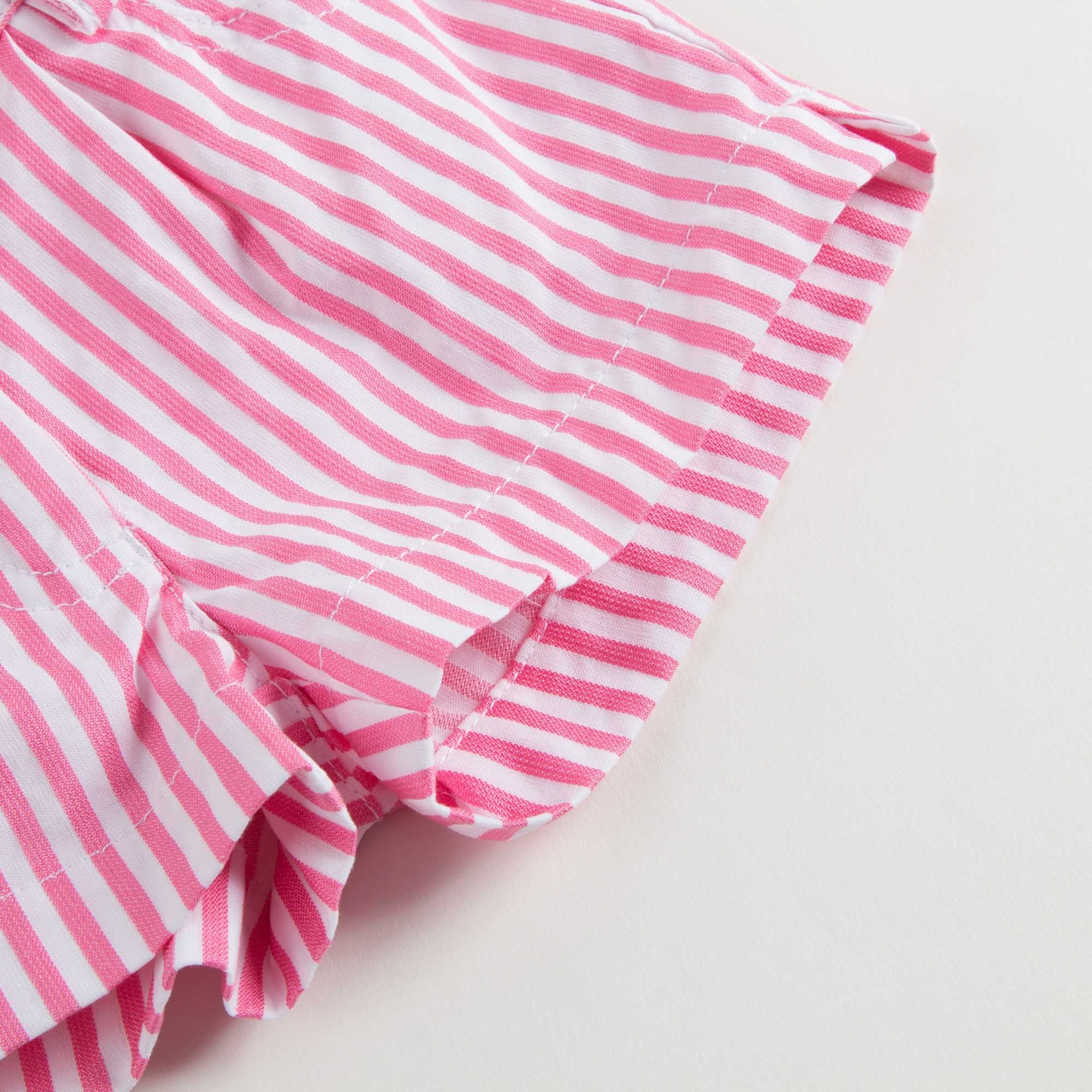 Short rose et blanc à rayures pour fille