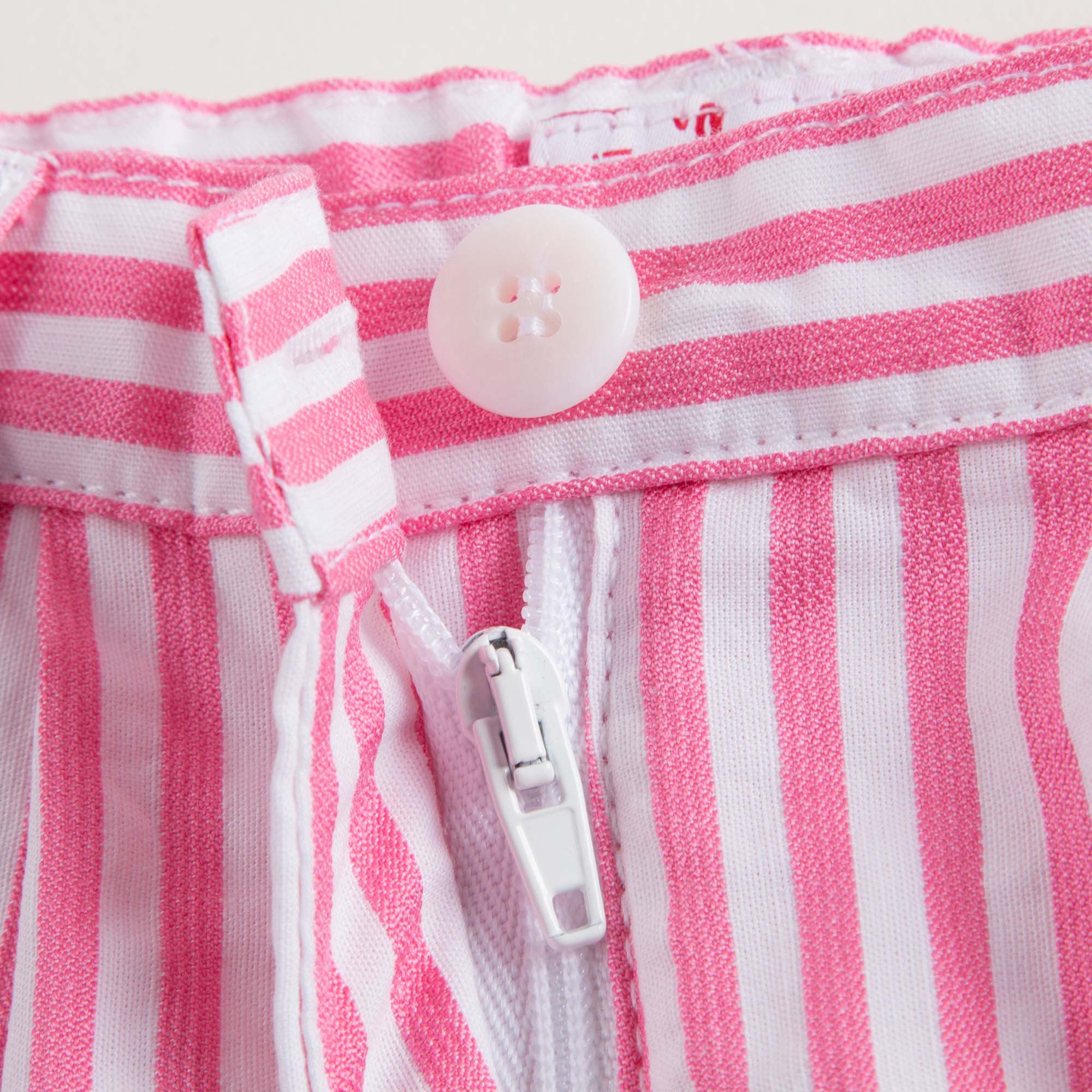 Short rose et blanc à rayures pour fille