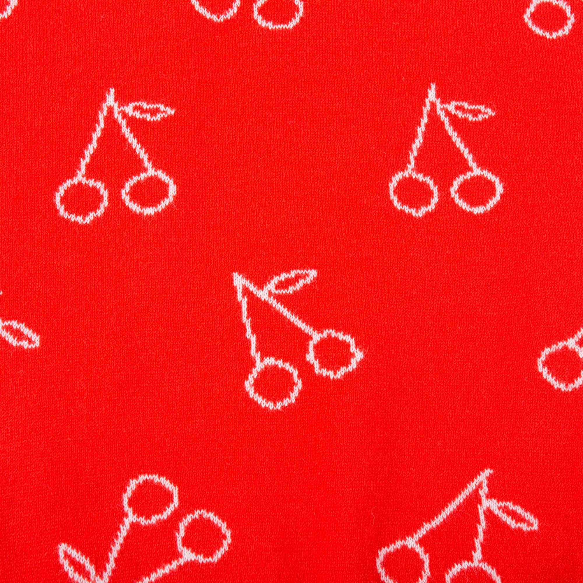 T-shirt tricoté rouge cerises blanches pour bébé fille