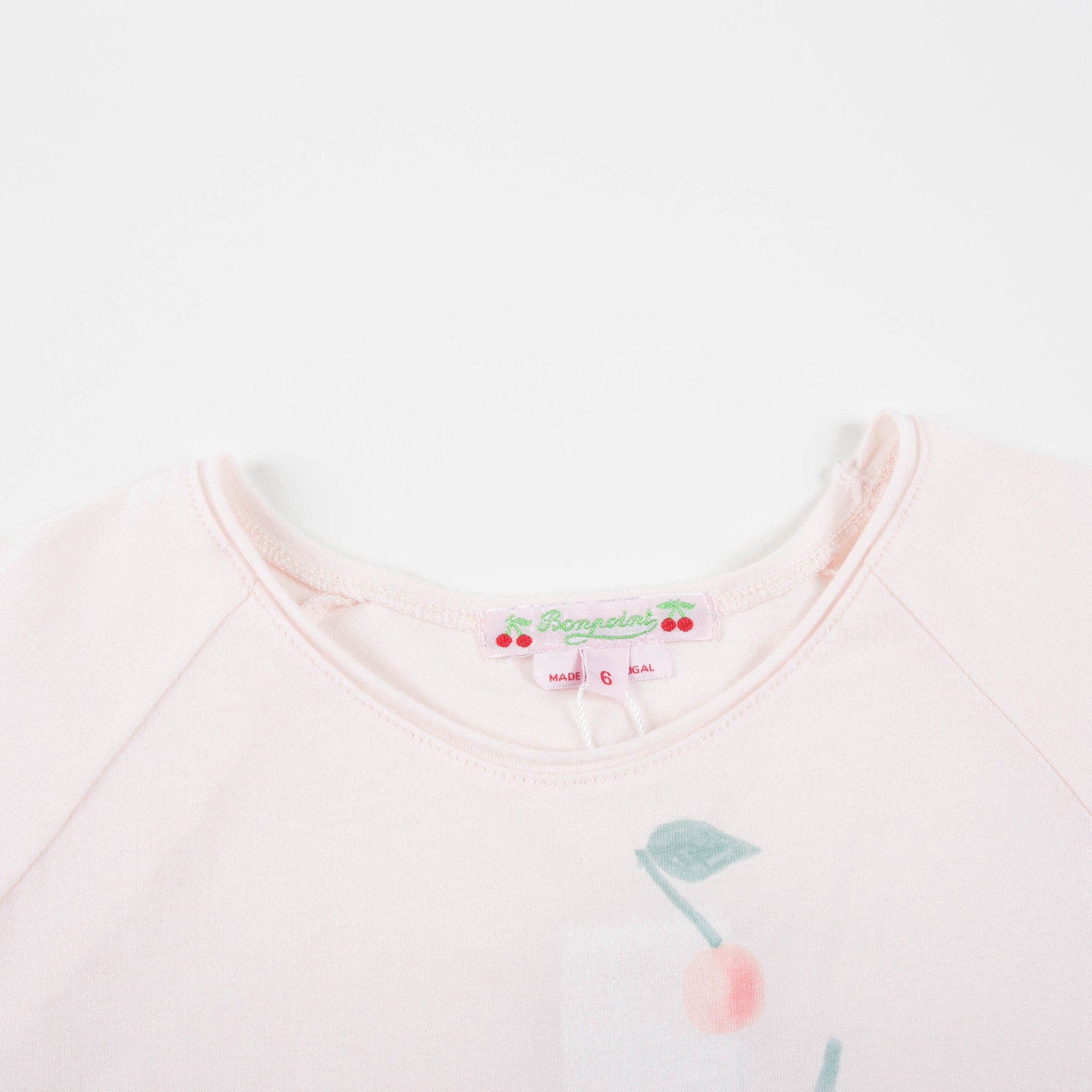T-shirt enfant fille rose pâle imprimé cerises