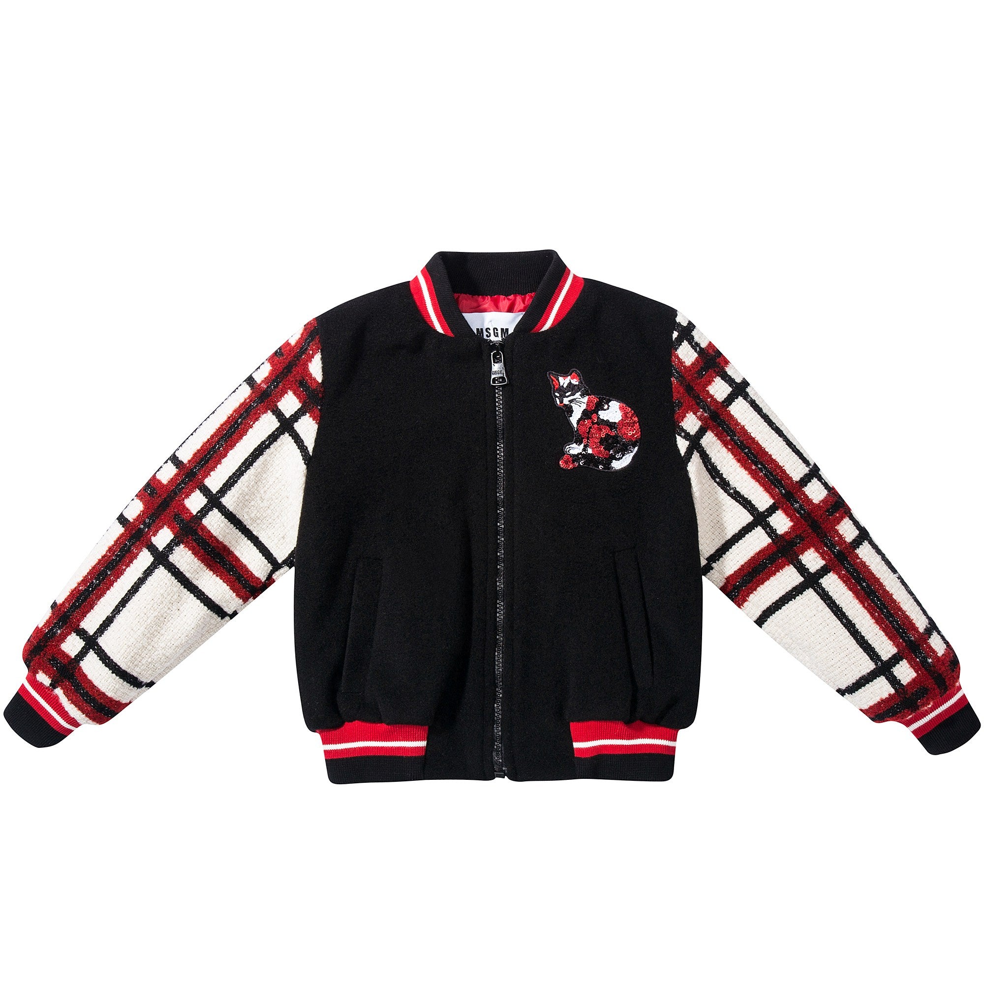 Girls Black Tartan Wool Jacket