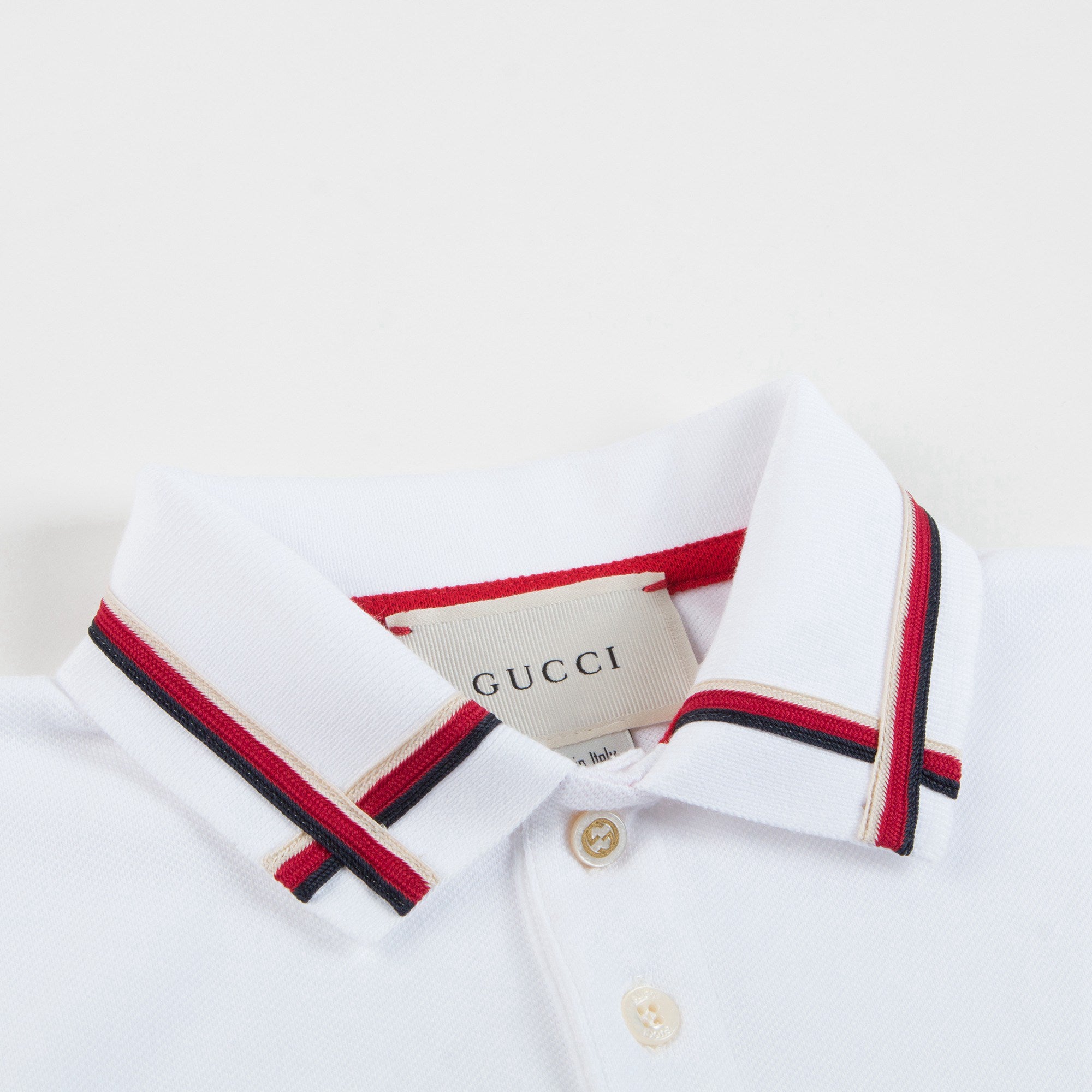 Boys White Cotton Polo Shirt With Check Trim