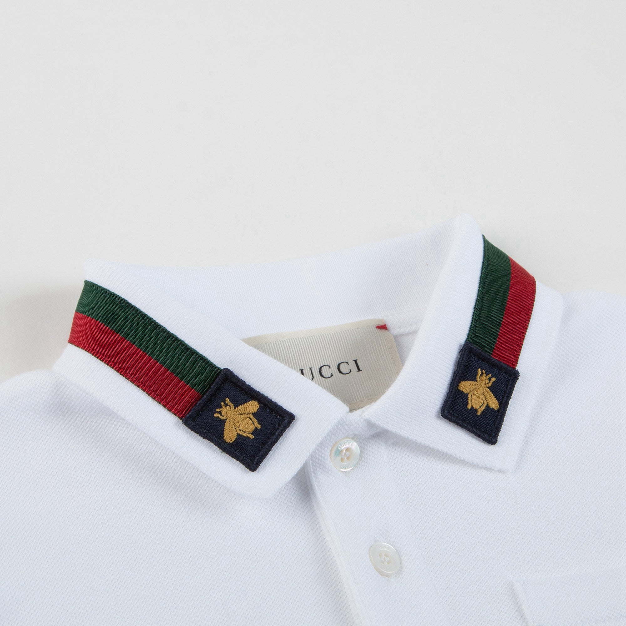 Boys White Cotton Polo Shirt With Star Trim