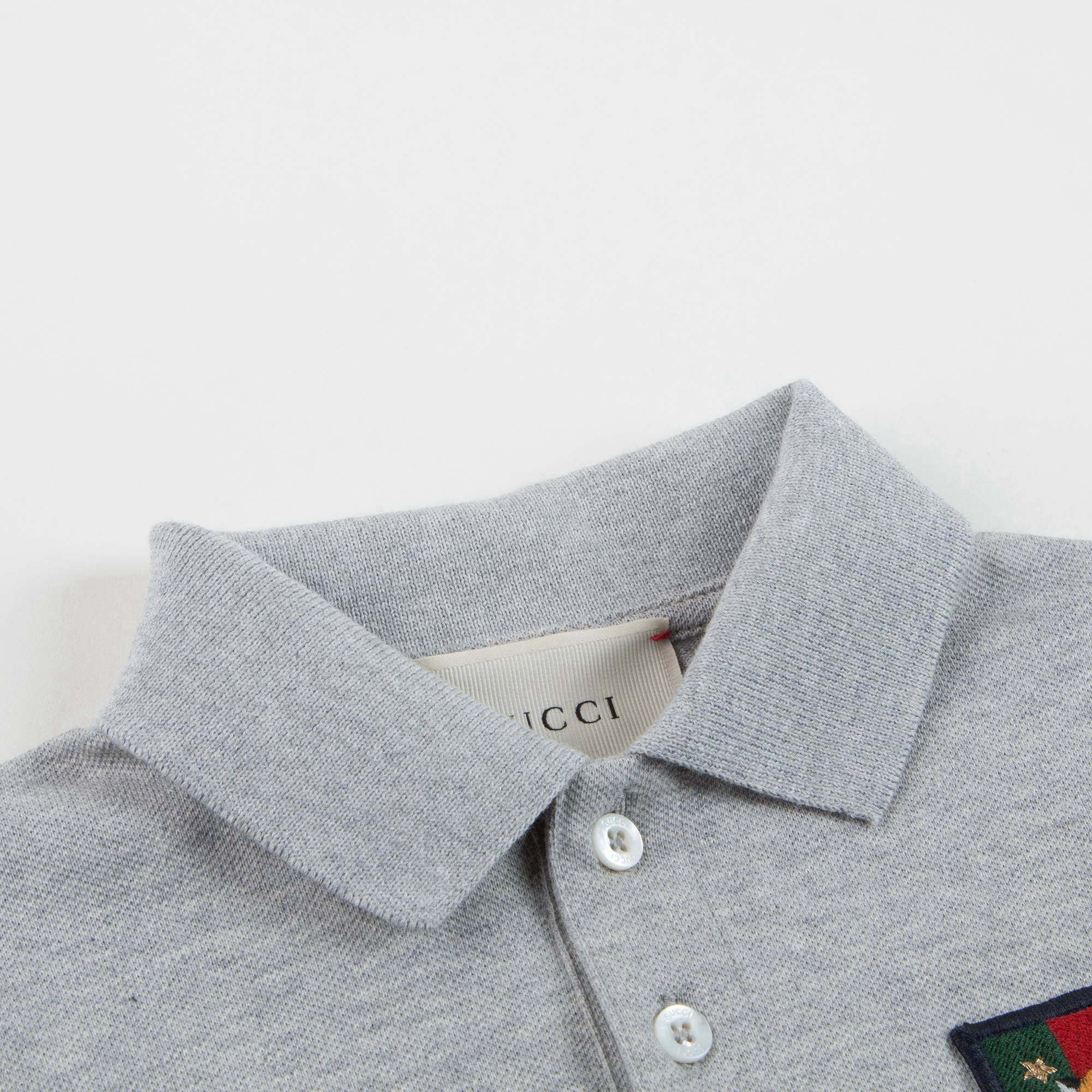 Boys Grey Cotton Polo Shirt