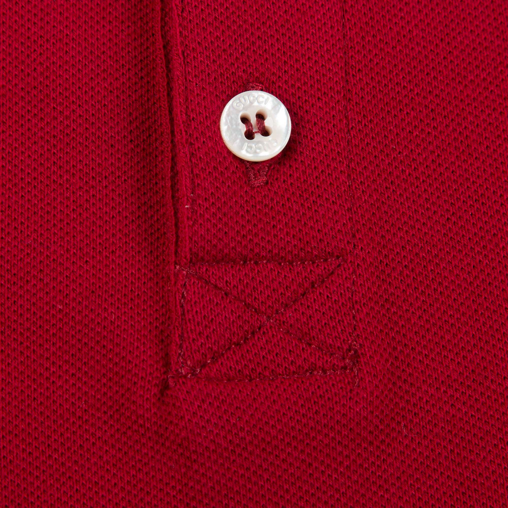 Boys Red Cotton Polo Shirt With Check Trim
