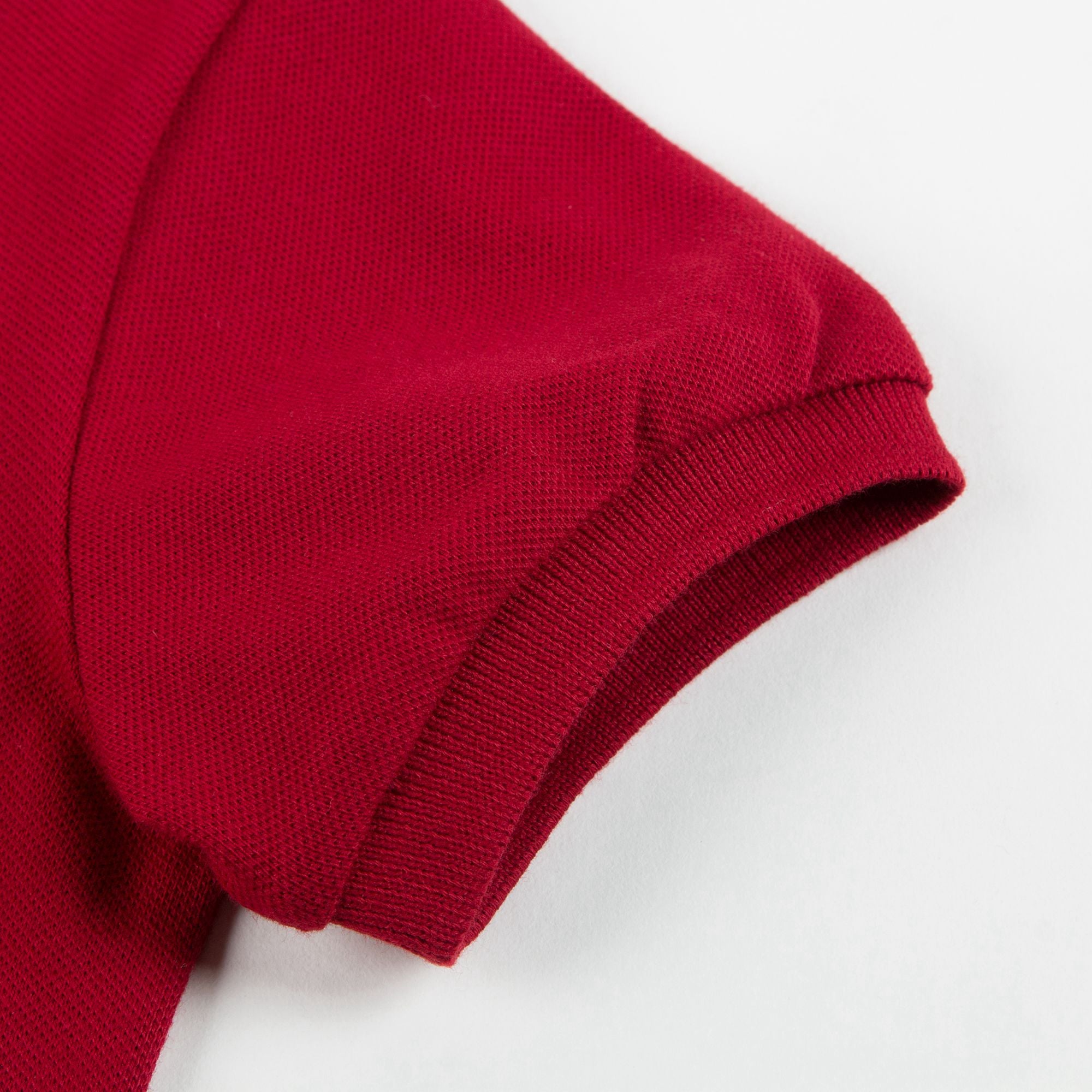 Boys Red Cotton Polo Shirt With Check Trim