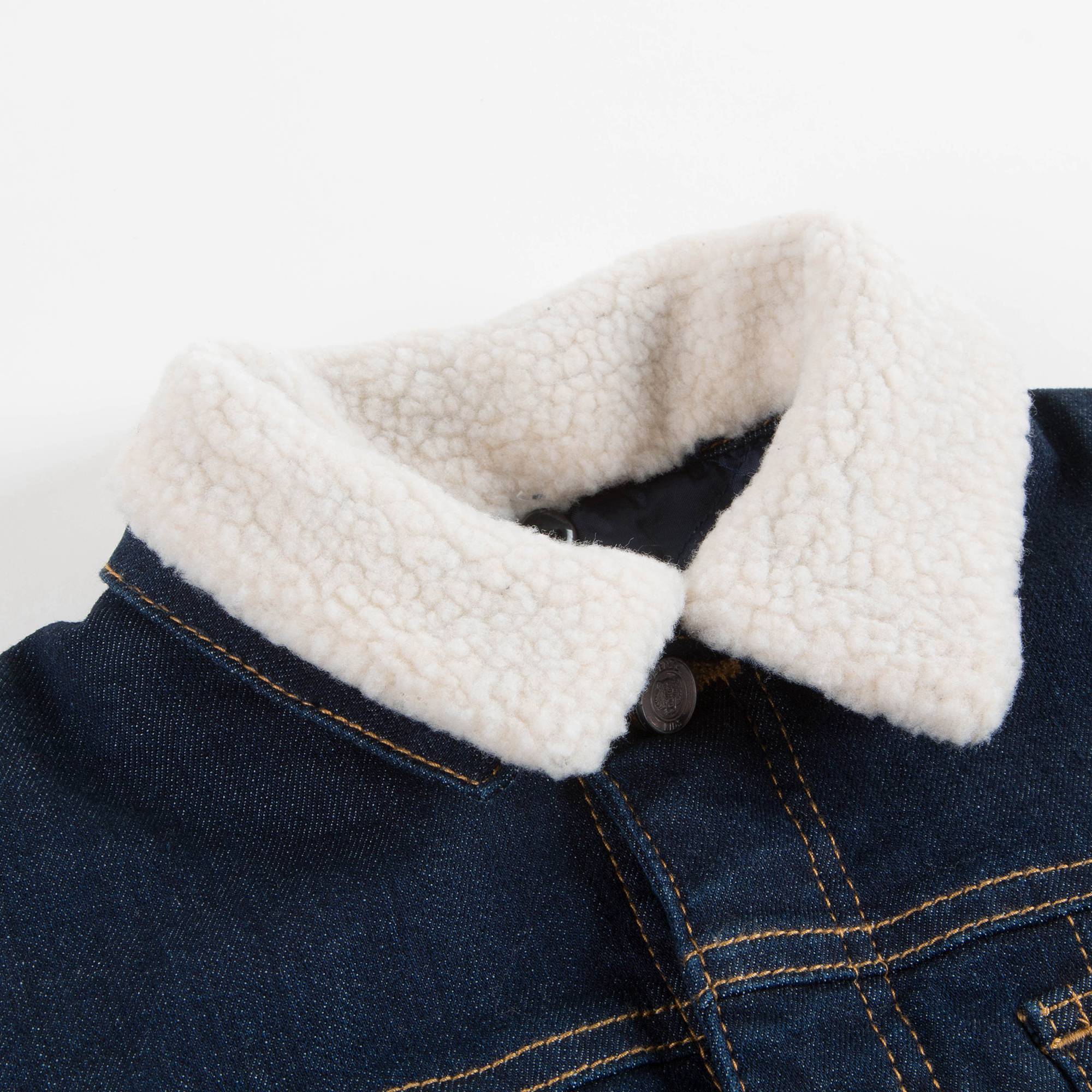 Girls Denim Black Coat