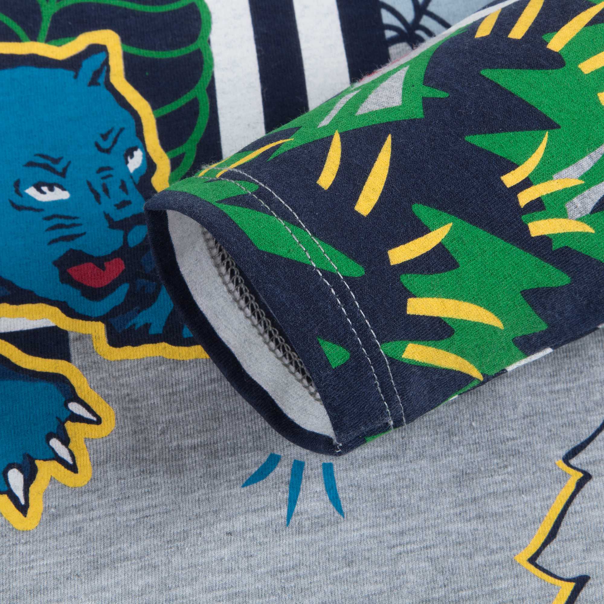 Boys Marl Grey Printed Cotton T-shirt