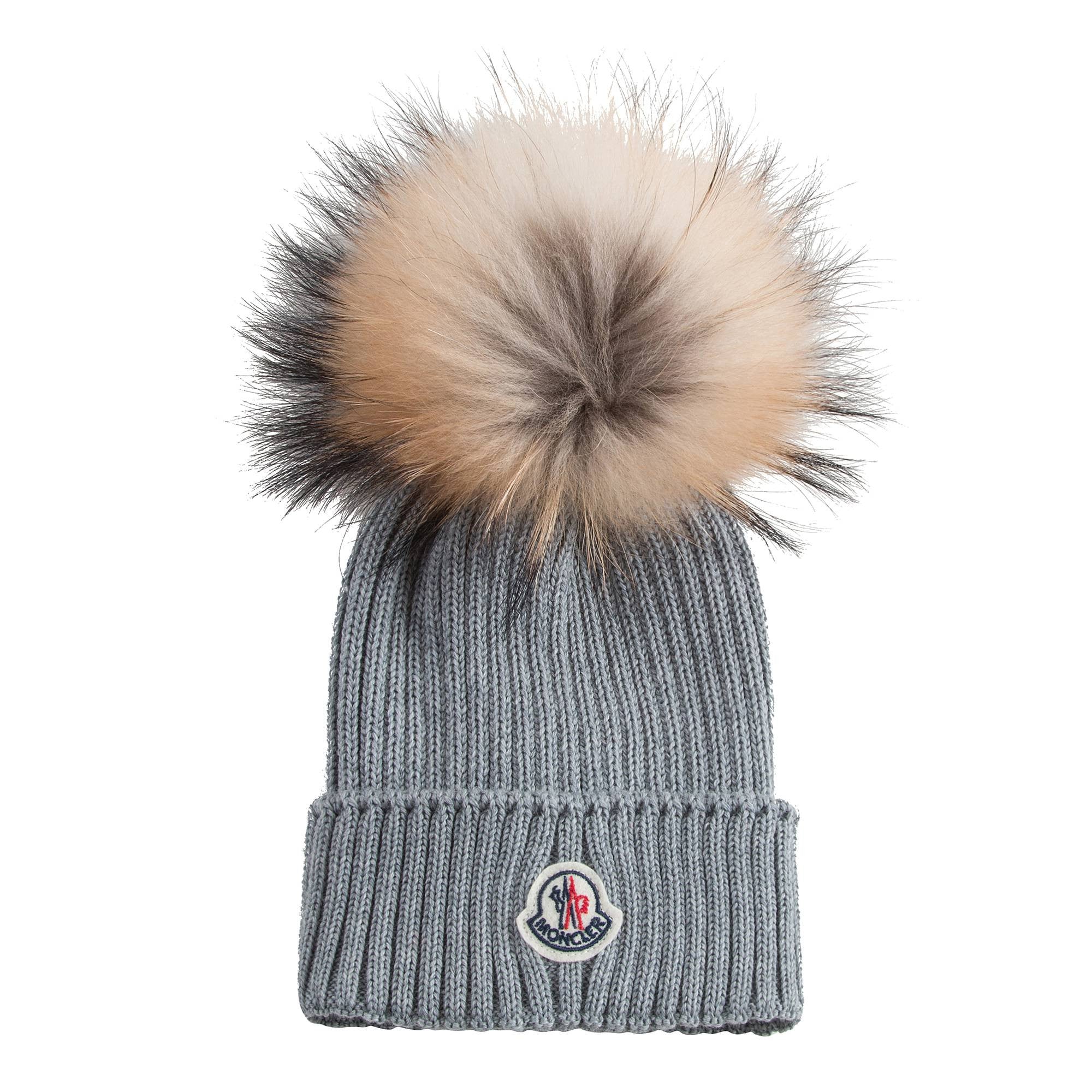 Boys & Girls Grey Knitted Hat With Fur Pom-Pom Trim