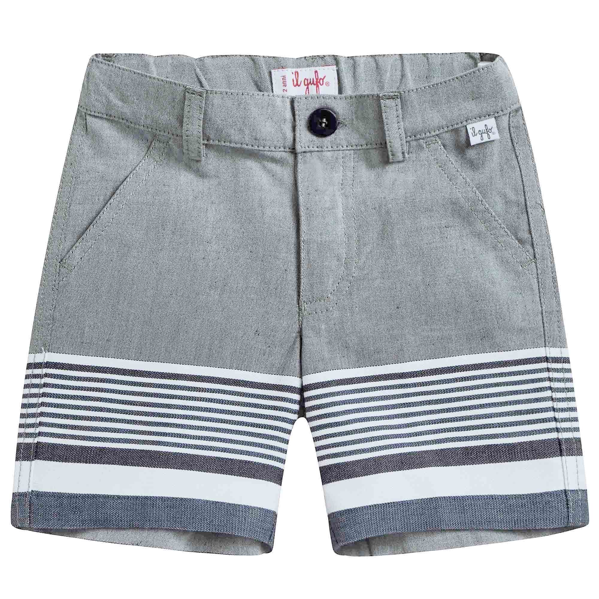 Boys Grey Shorts with Stripes At The Bottom