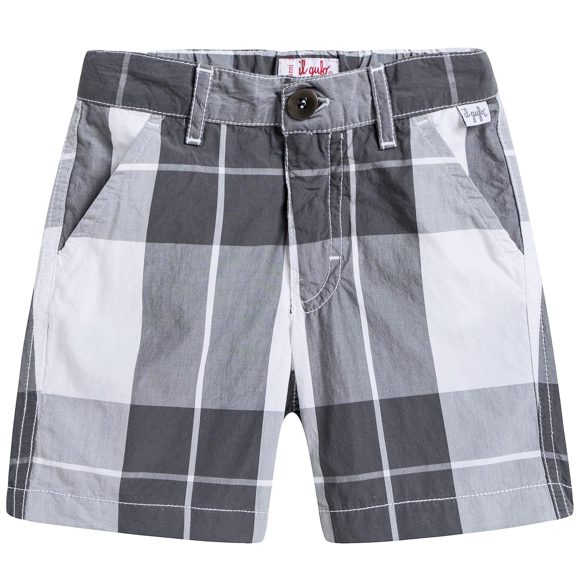Boys Grey & White Checked Shorts