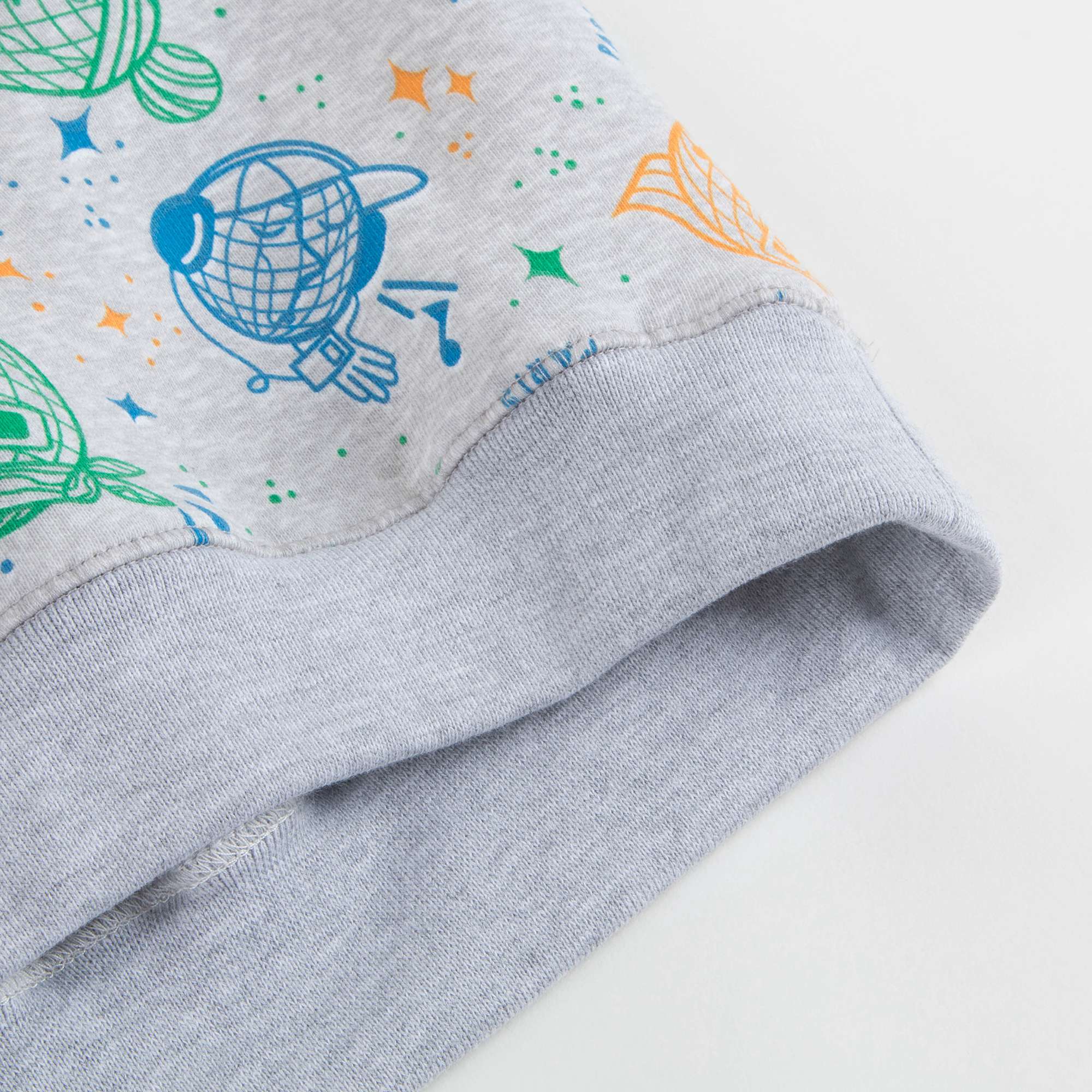 Boys Light Marl Grey Printed Cotton Sweatshirt