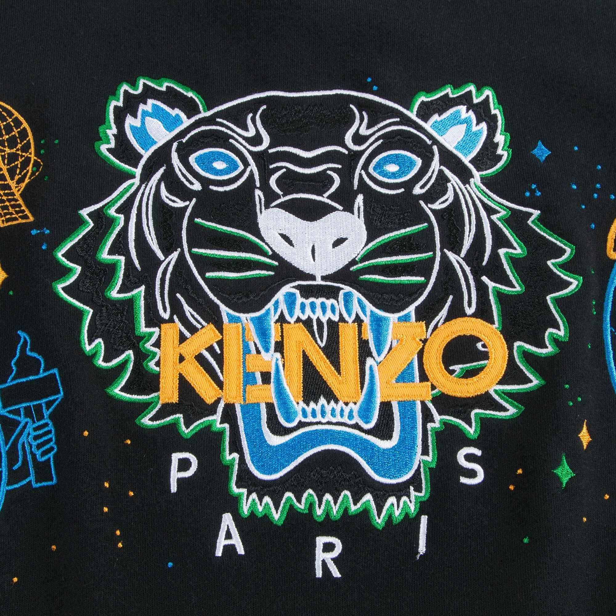 Boys Black With Tiger Logo Cotton Sweatshirt