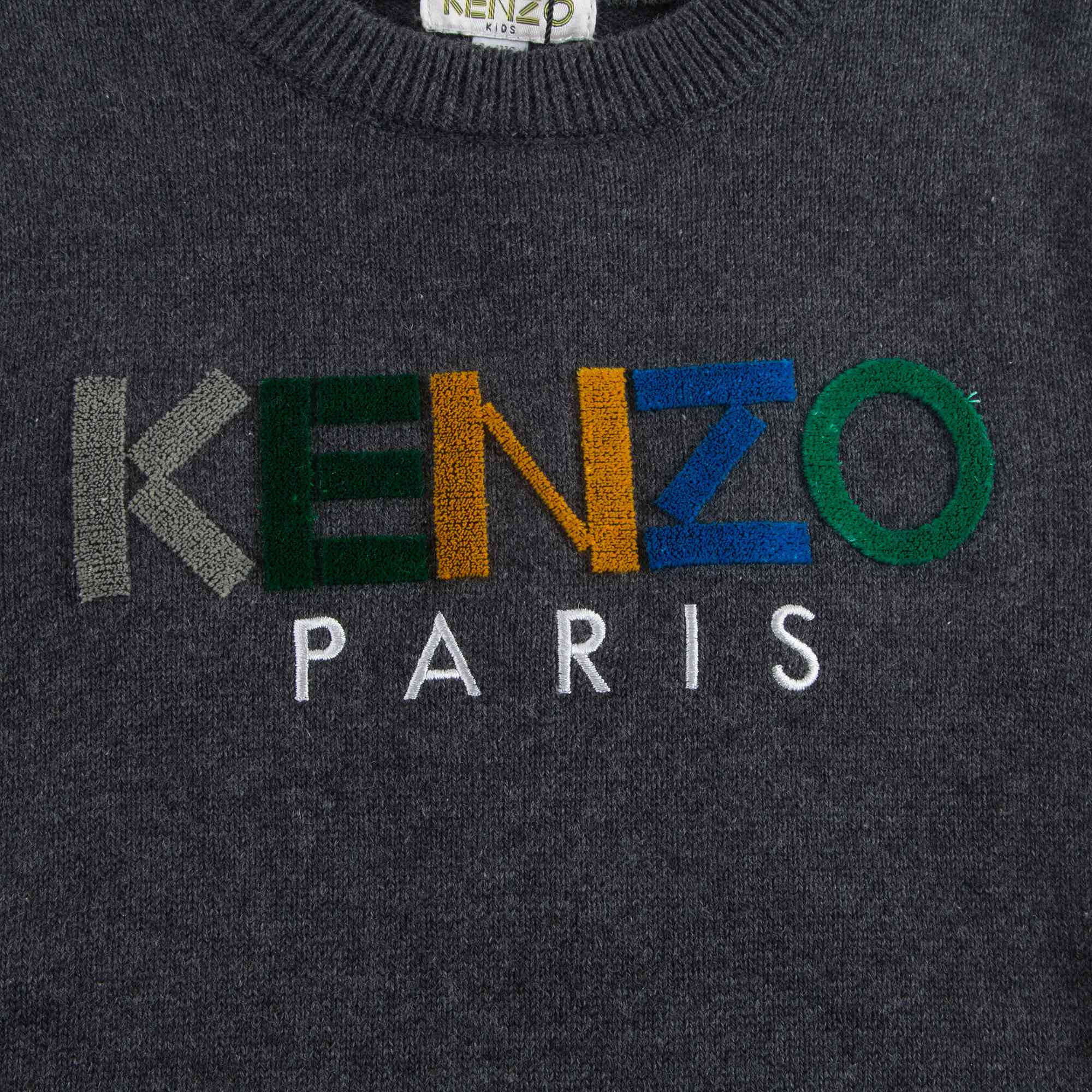 Boys Dark Marl Grey Logo Cotton Sweater