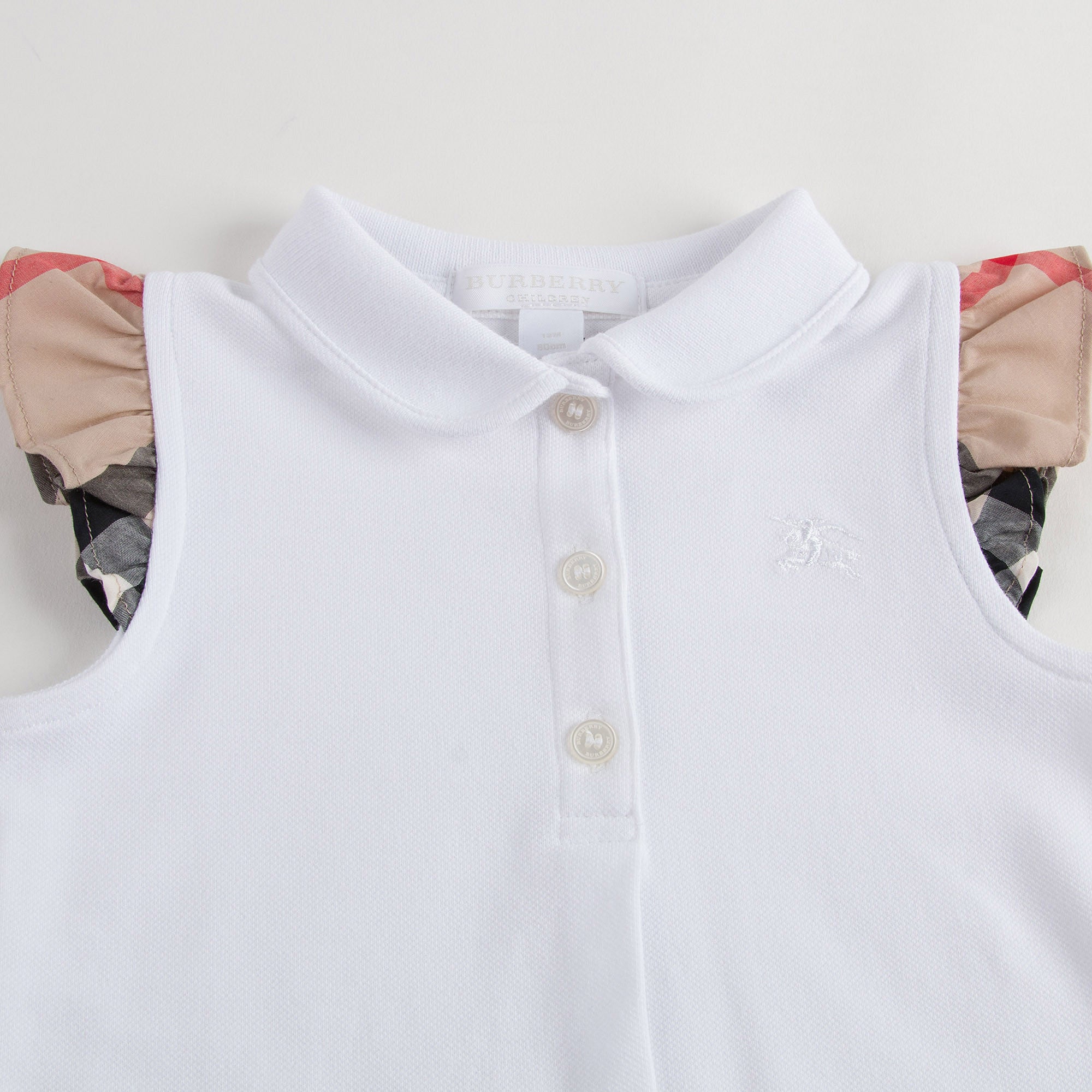 Baby Girls White Polo Shirtwith Check Ruffles - CÉMAROSE | Children's Fashion Store - 3