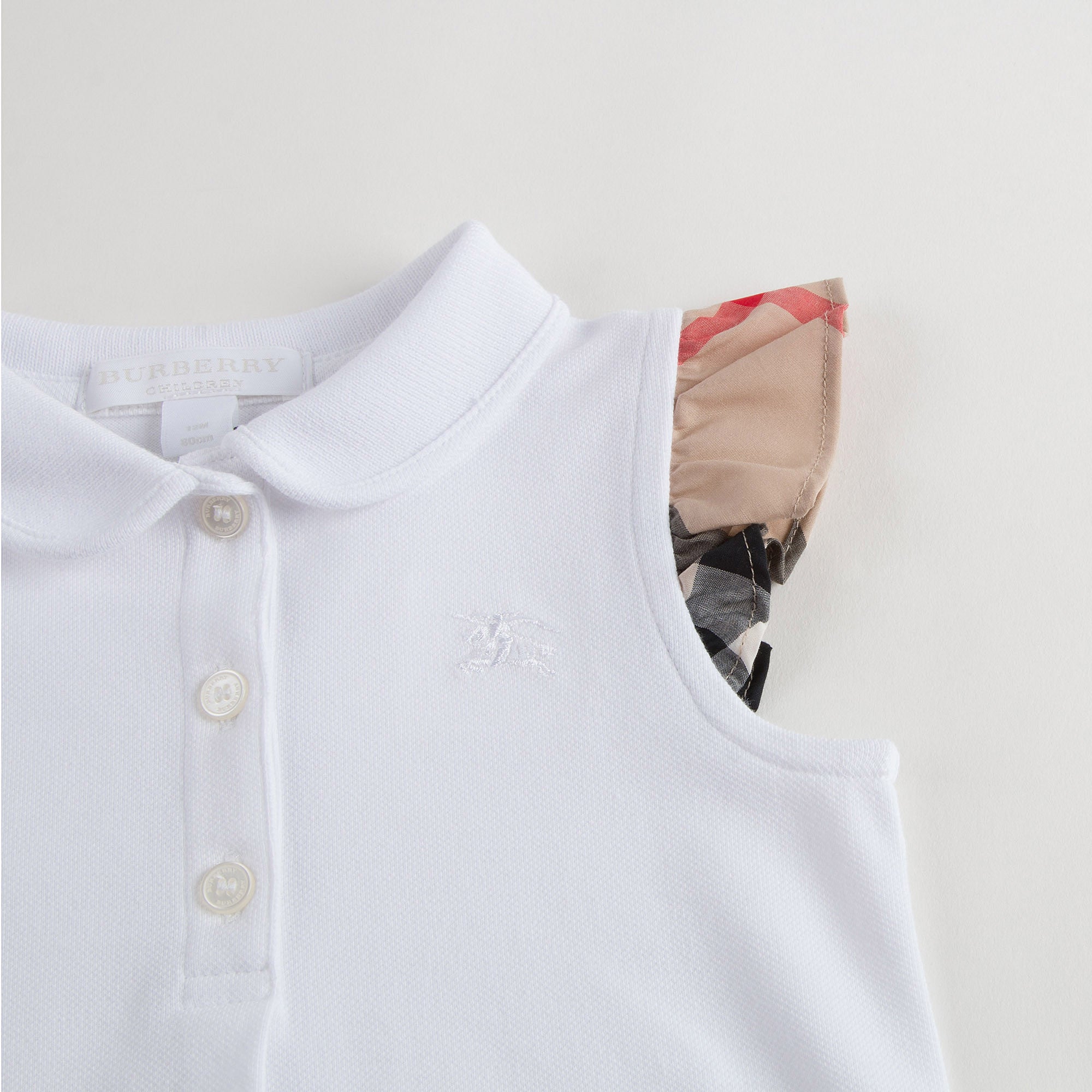 Baby Girls White Polo Shirtwith Check Ruffles - CÉMAROSE | Children's Fashion Store - 4