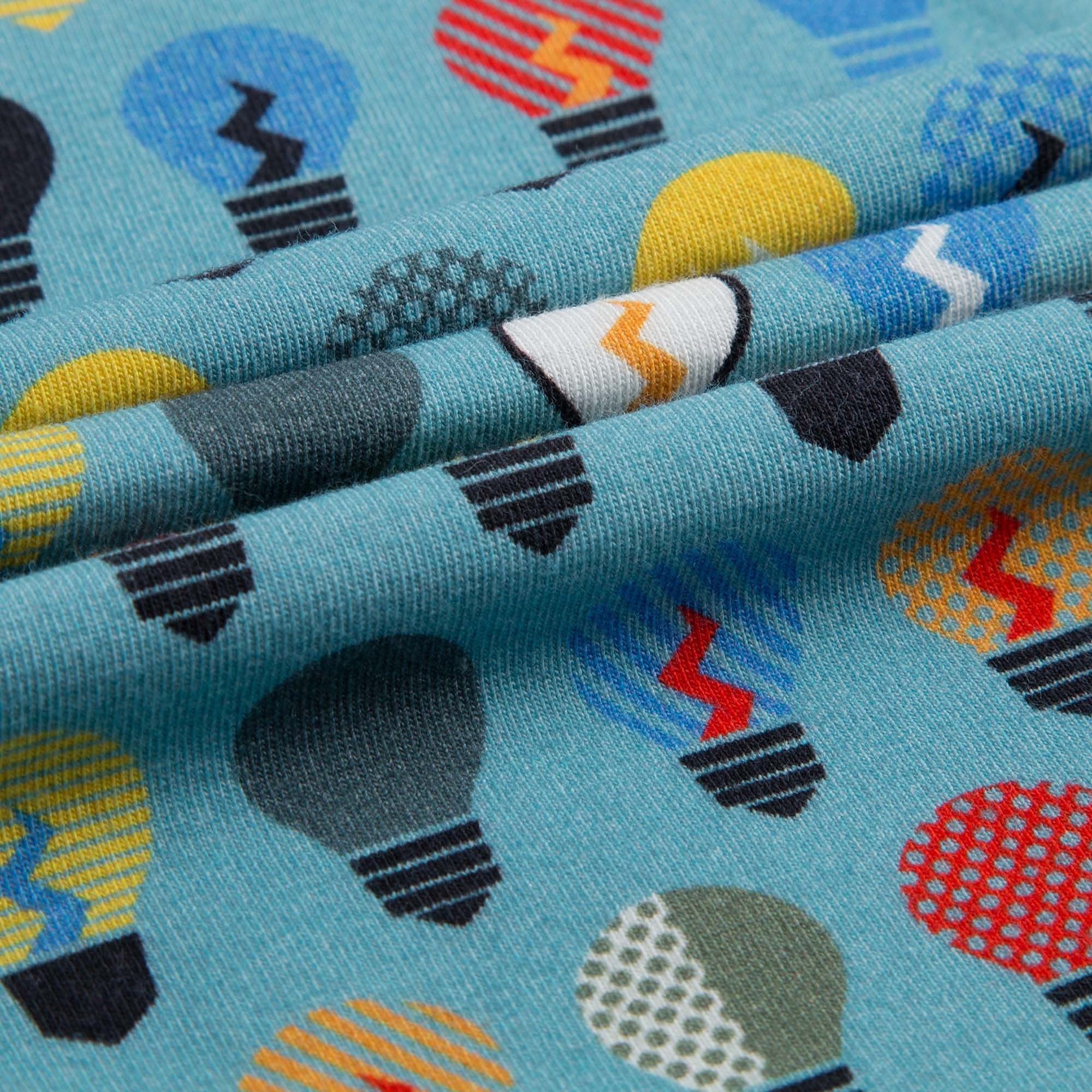 T-shirt bleu pour garçon avec imprimé ampoule multicolore