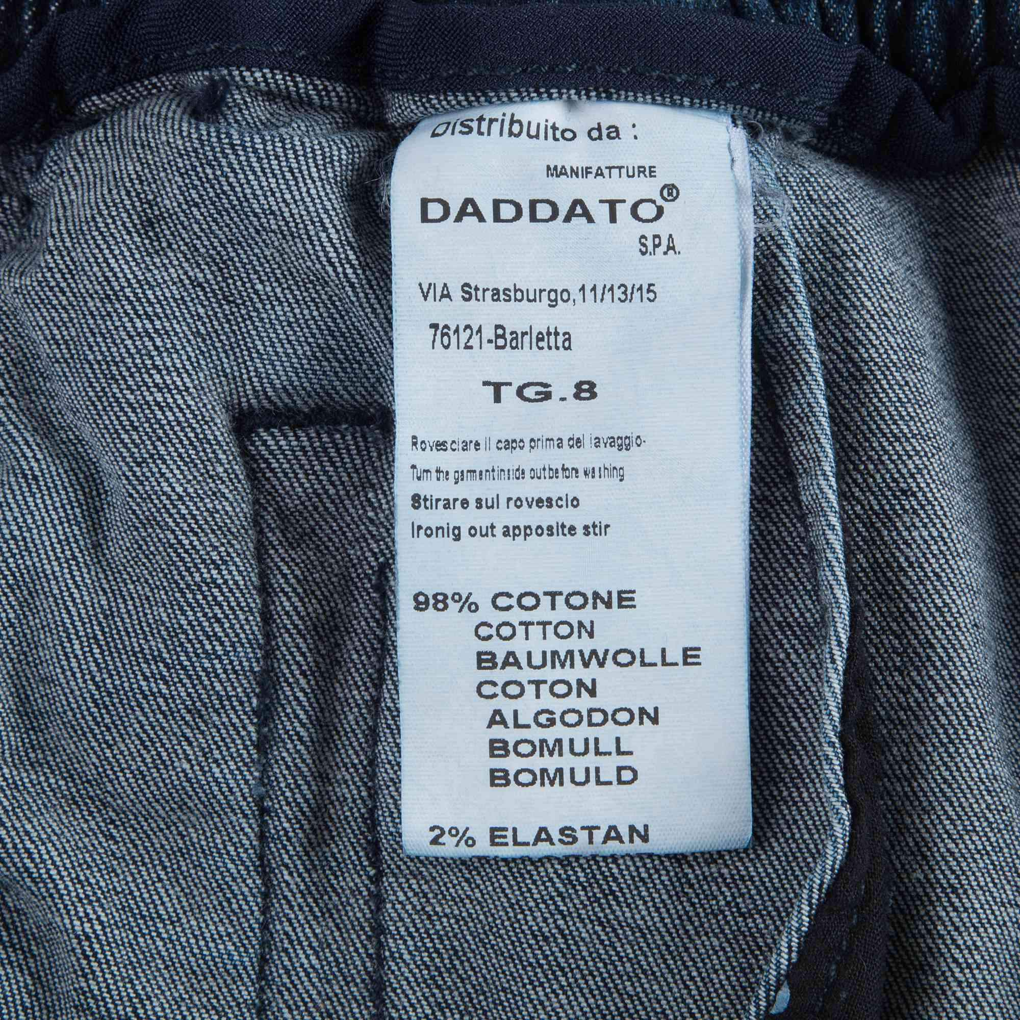 Boys Denim Blue Logo Cotton Trousers