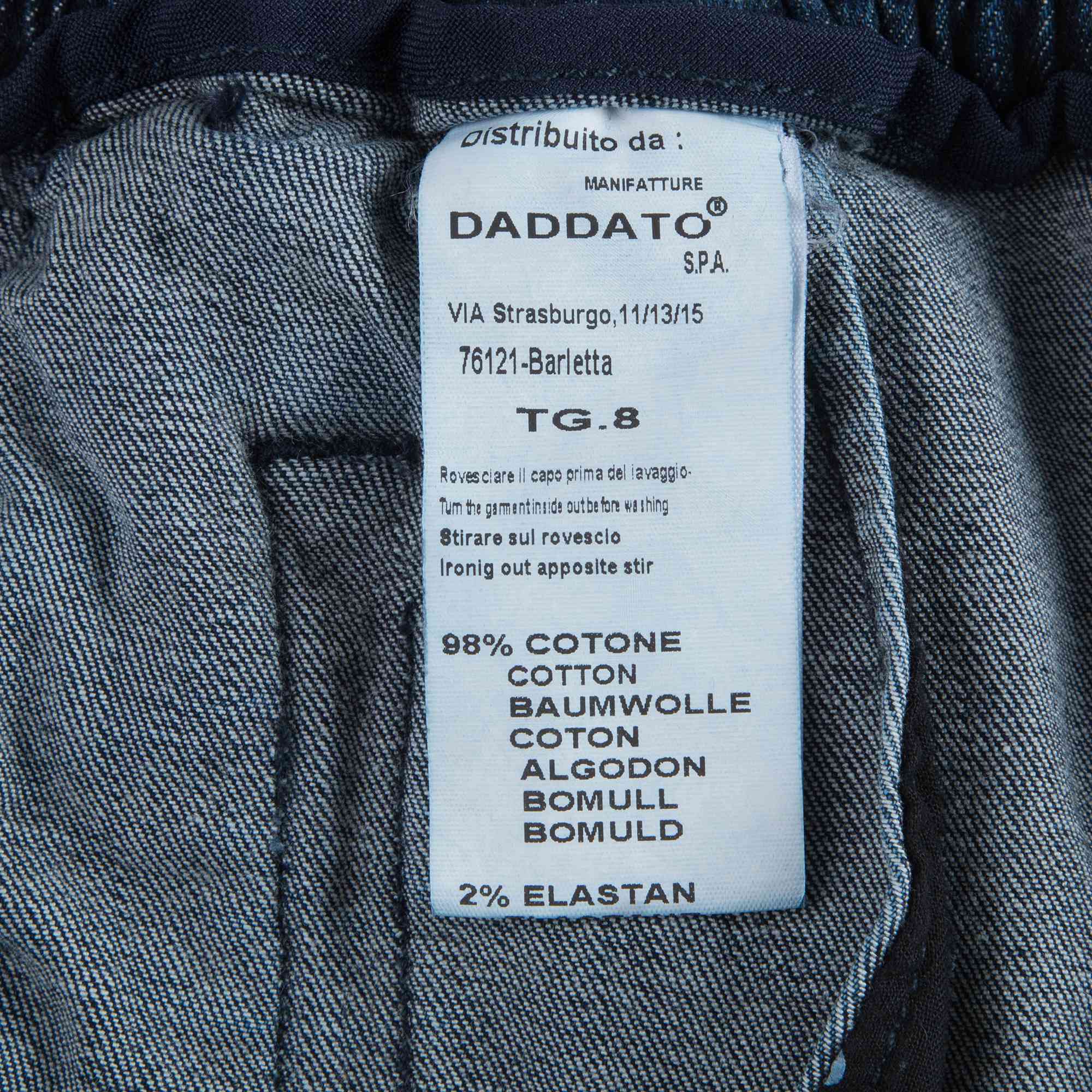 Boys Denim Blue Logo Cotton Trousers