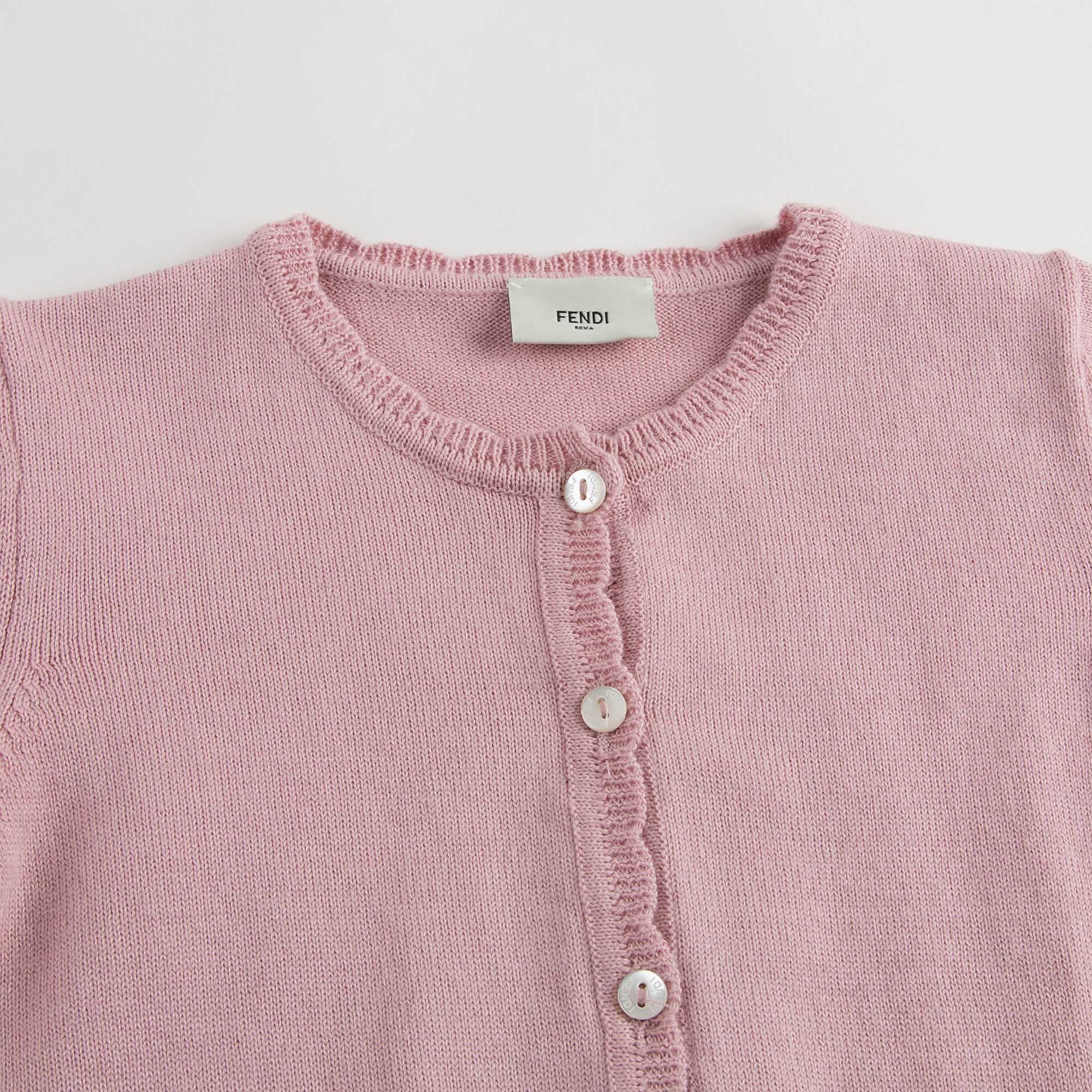 Baby Girls Light Pink Cotton Knitted Cardigan - CÉMAROSE | Children's Fashion Store - 3