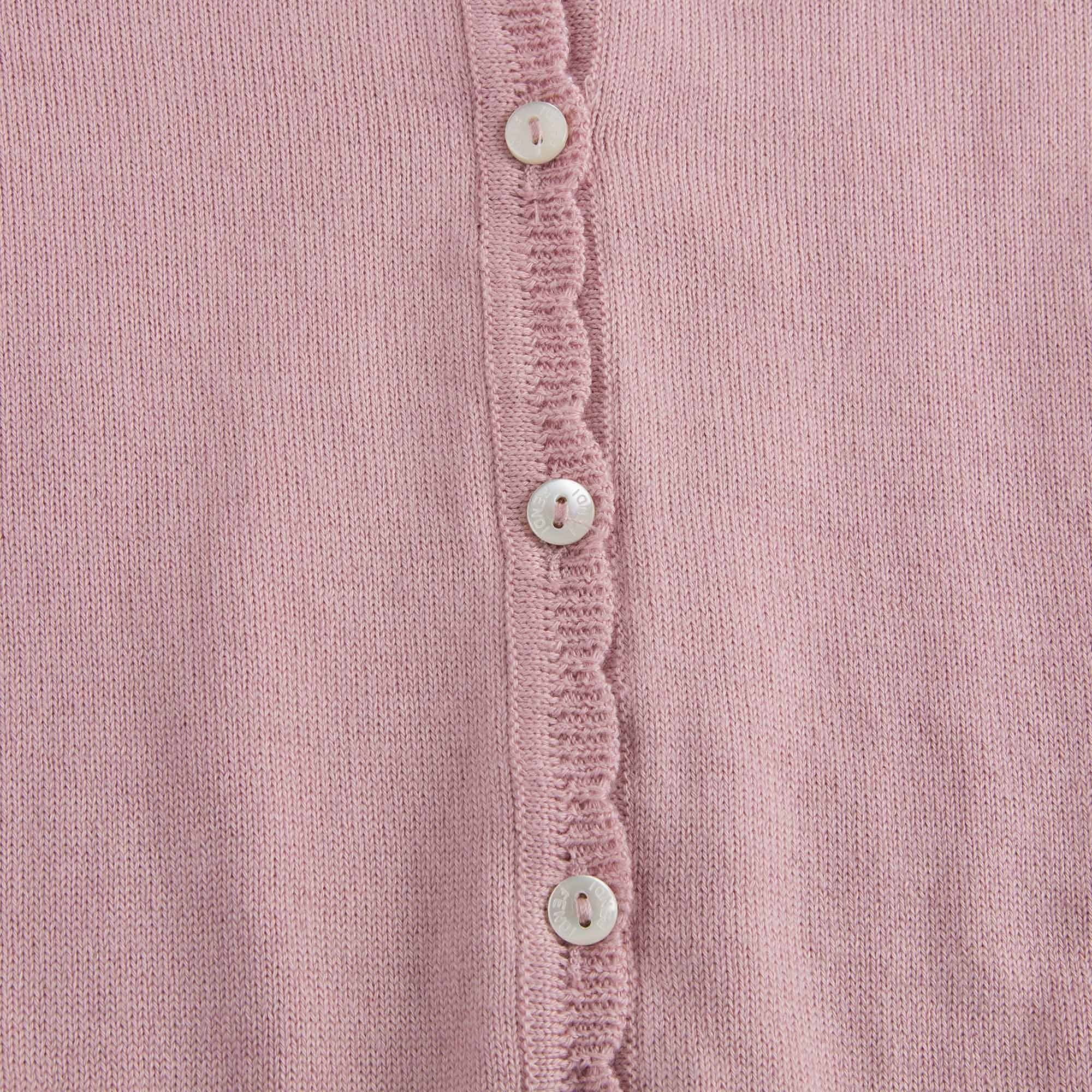 Baby Girls Light Pink Cotton Knitted Cardigan - CÉMAROSE | Children's Fashion Store - 4
