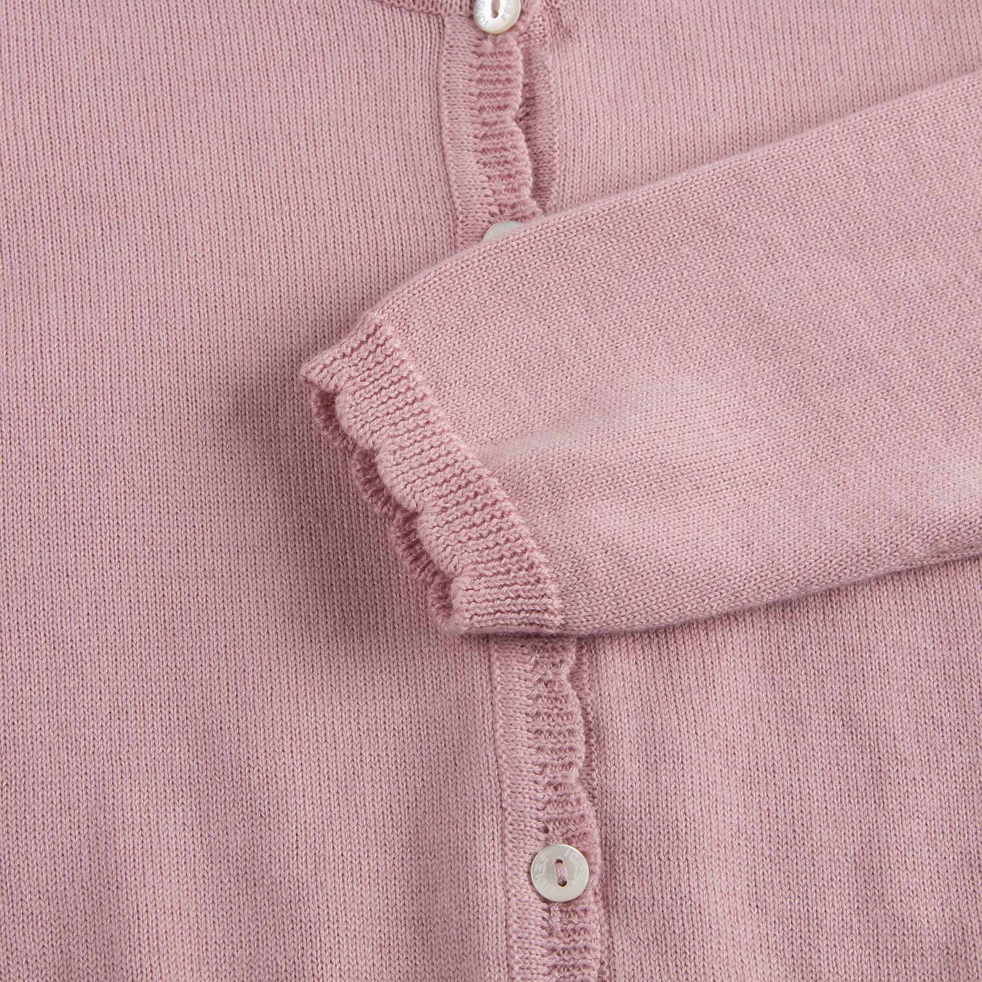 Baby Girls Light Pink Cotton Knitted Cardigan - CÉMAROSE | Children's Fashion Store - 5