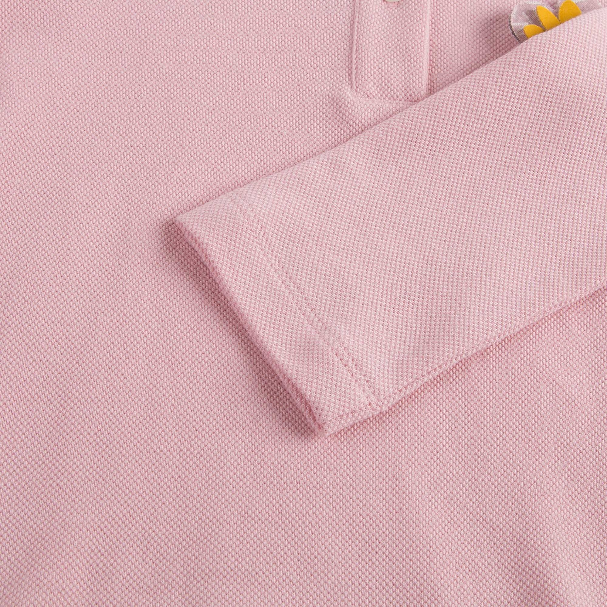 Girls Pink Cotton Polo Shirt With Patch Flower Trims - CÉMAROSE | Children's Fashion Store - 5