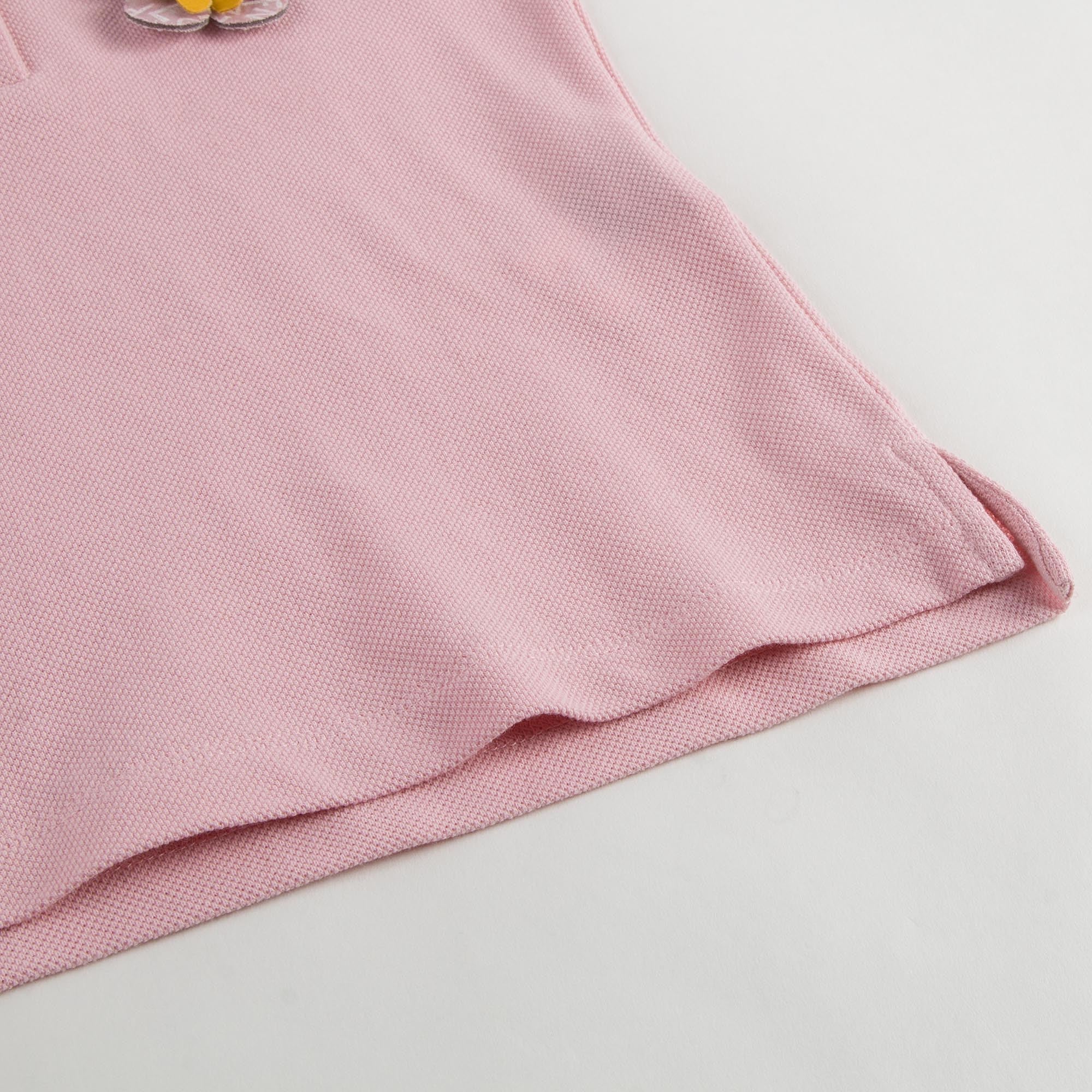 Girls Pink Cotton Polo Shirt With Patch Flower Trims - CÉMAROSE | Children's Fashion Store - 6