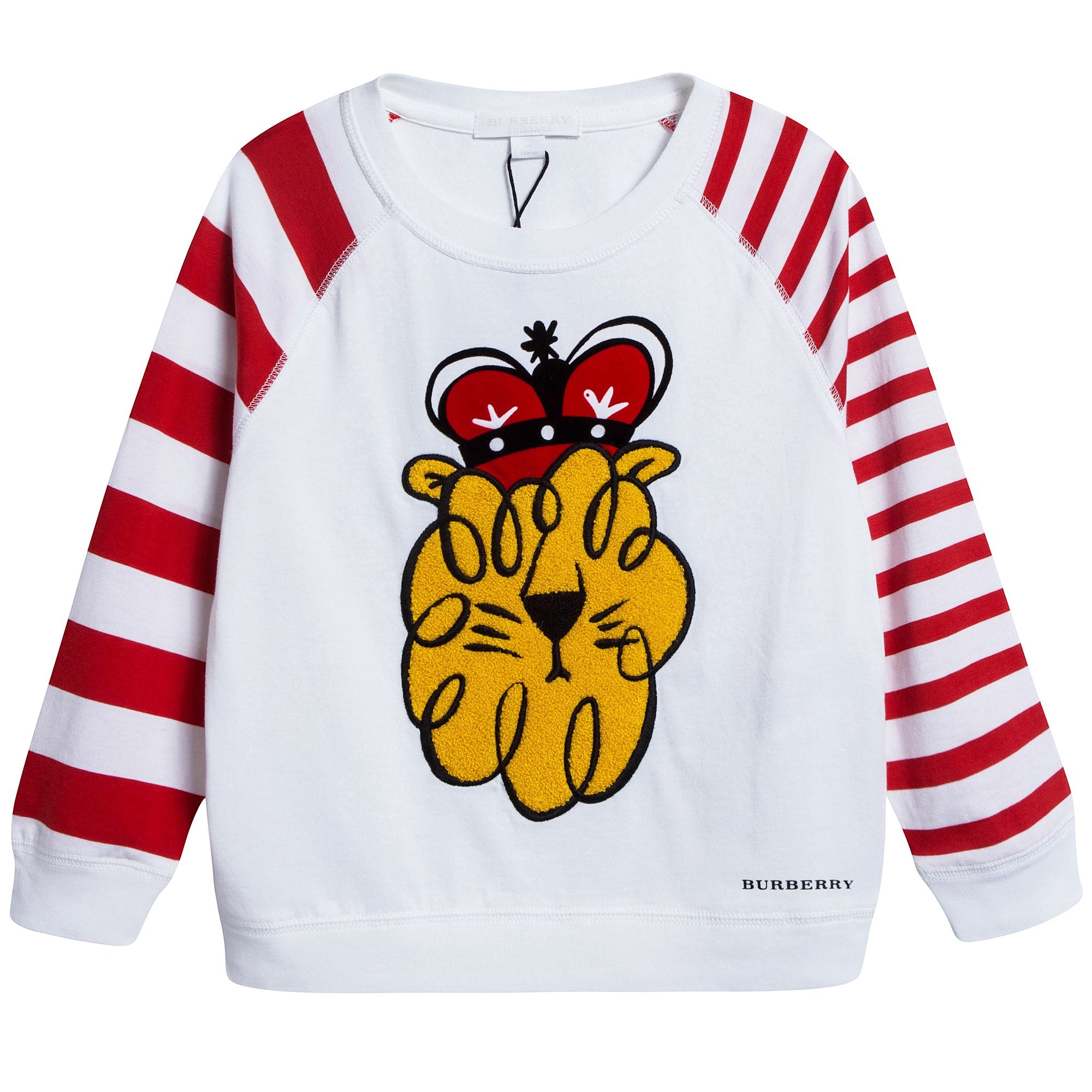 Boys White Cotton Striped Sleeves T-shirt
