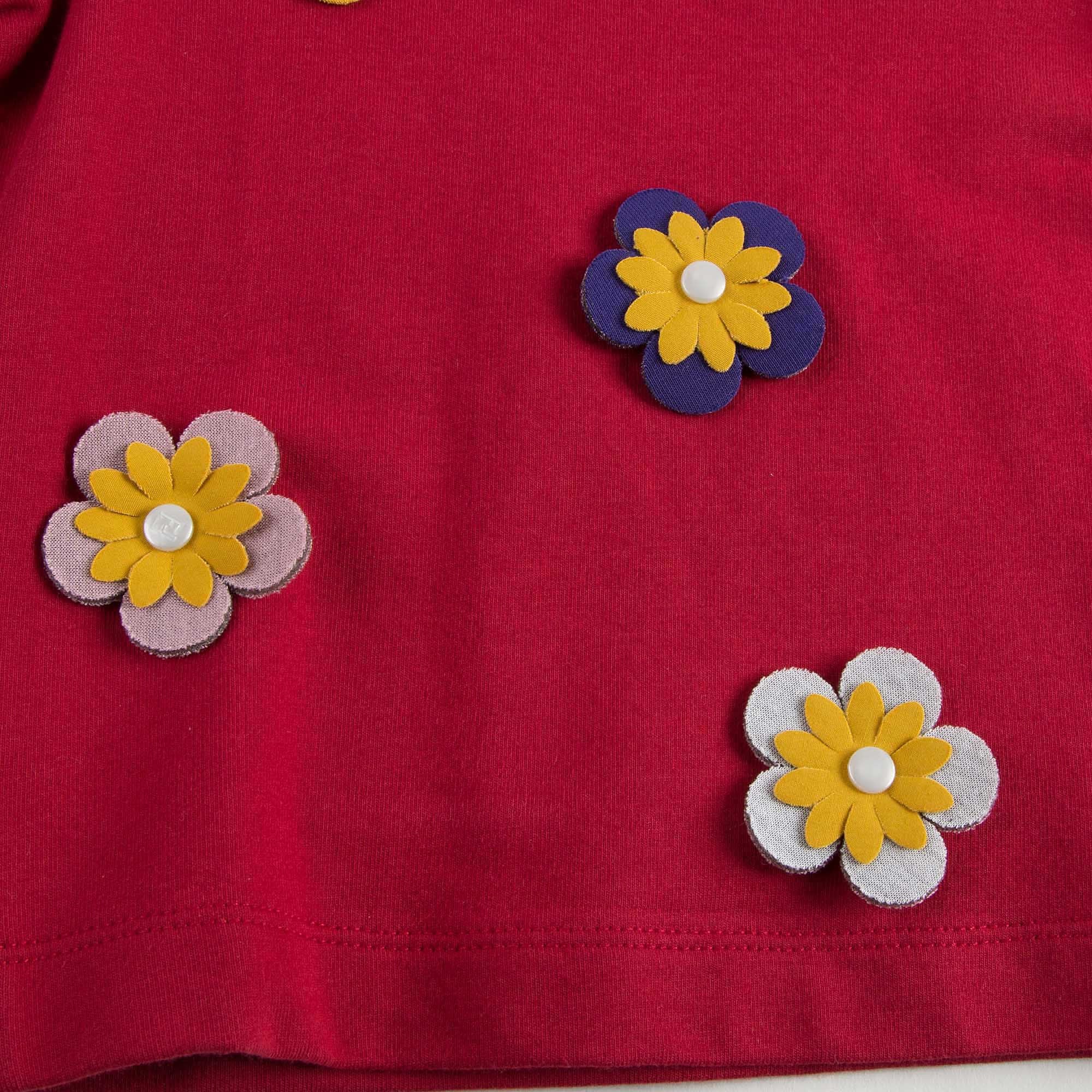 Girls Red Cotton Sweatshirt With Patch Flower Trims - CÉMAROSE | Children's Fashion Store - 5
