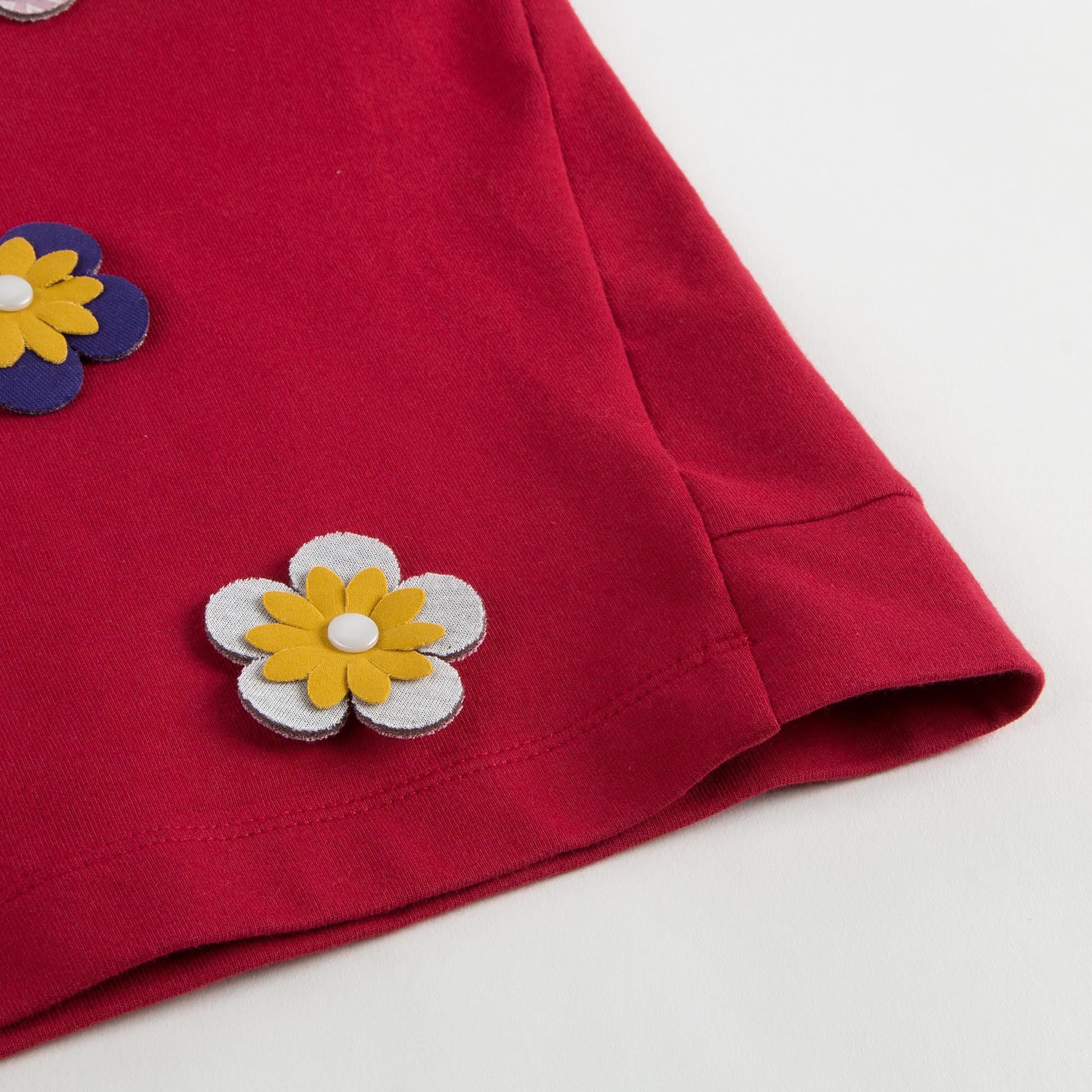 Girls Red Cotton Sweatshirt With Patch Flower Trims - CÉMAROSE | Children's Fashion Store - 7